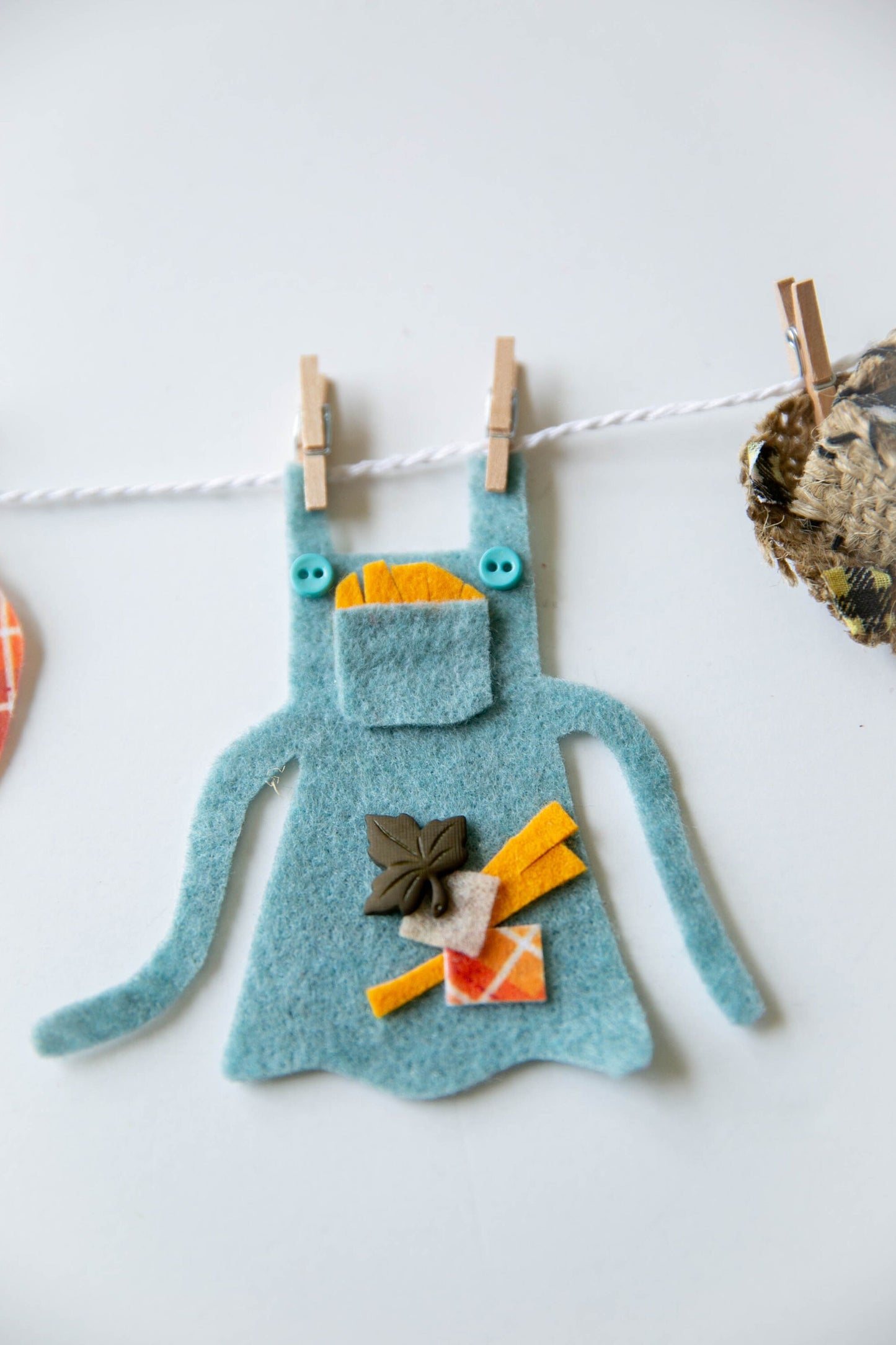 Scarecrow Lady Miniature Felt Clothesline Banner Fall Bunting Autumn Garland Wall Hanging Harvest Decoration