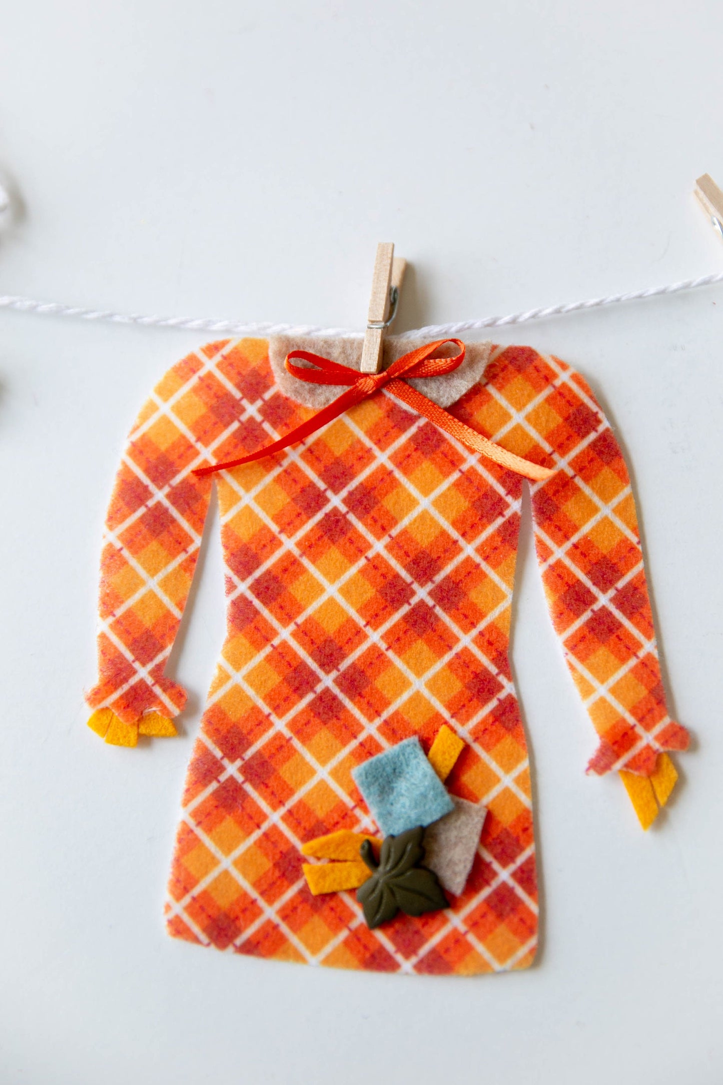 Scarecrow Lady Miniature Felt Clothesline Banner Fall Bunting Autumn Garland Wall Hanging Harvest Decoration