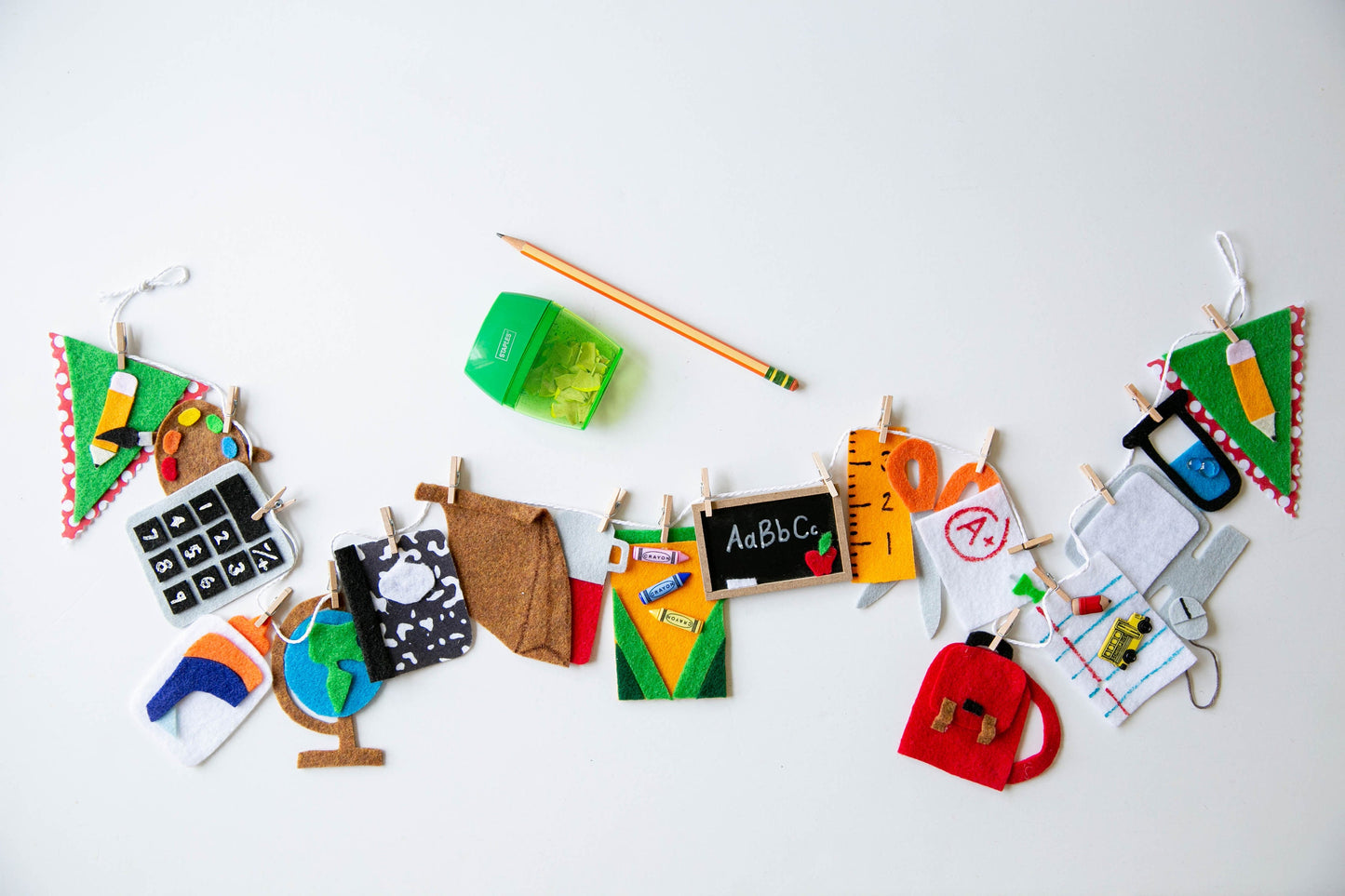 School Felt Miniature Clothesline Banner Garland Hanging Wall Decor Bunting