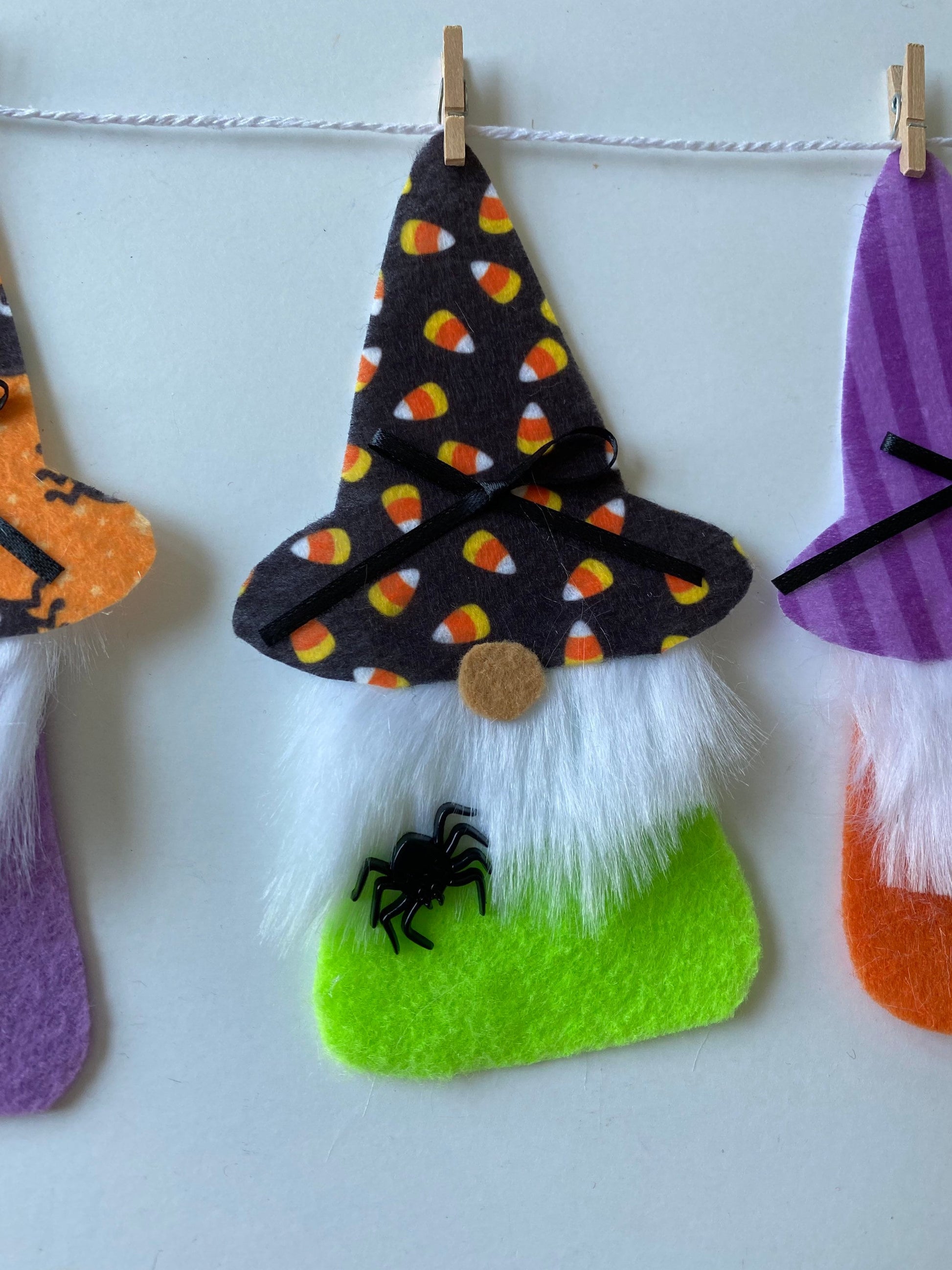 Set of 3 Fall Gnome Banners for September October November, Felt Autumn Halloween & Thanksgiving Gnome Garlands Wall Hanging Decorations
