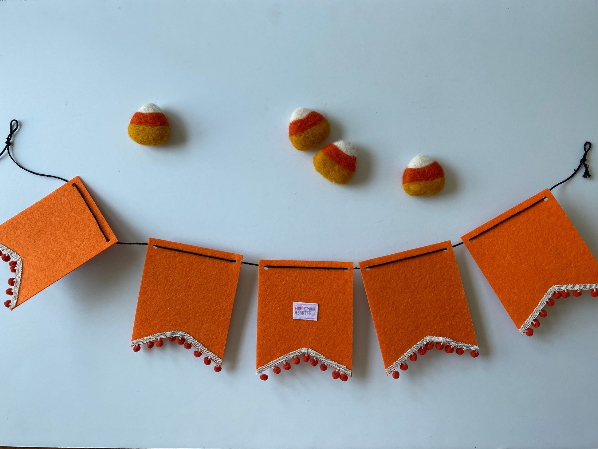 White Pumpkin Polka-dot Halloween Felt Banner Garland Autumn Bunting Pennant Flag for Decoration