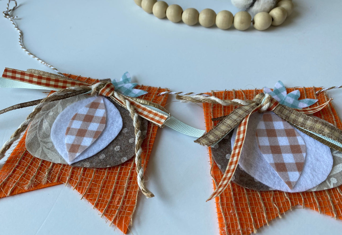 Farmhouse Pumpkin French Chic Fall Banner Garland Bunting Wall Hanging Flag Pennant Decoration for Autumn