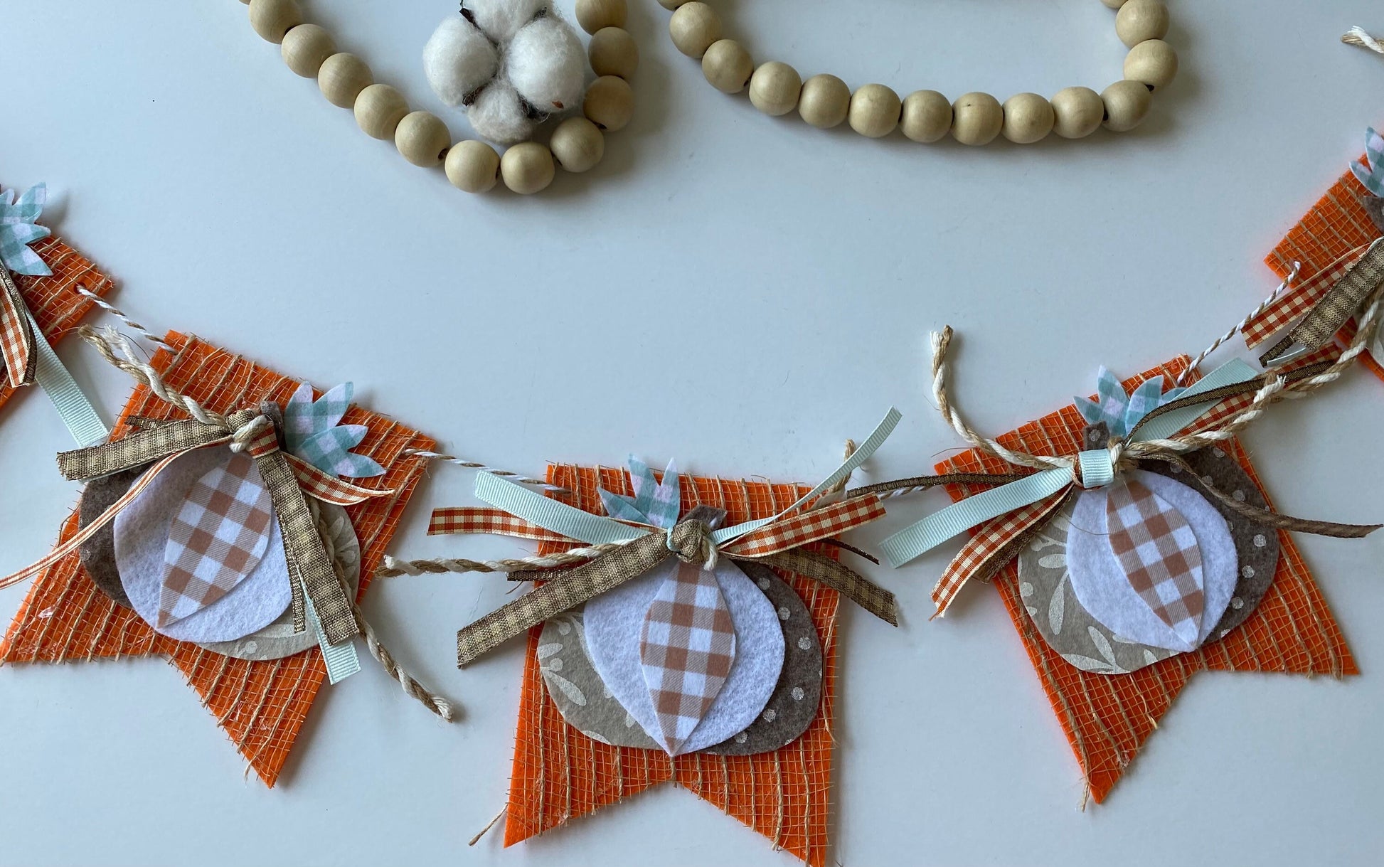 Farmhouse Pumpkin French Chic Fall Banner Garland Bunting Wall Hanging Flag Pennant Decoration for Autumn