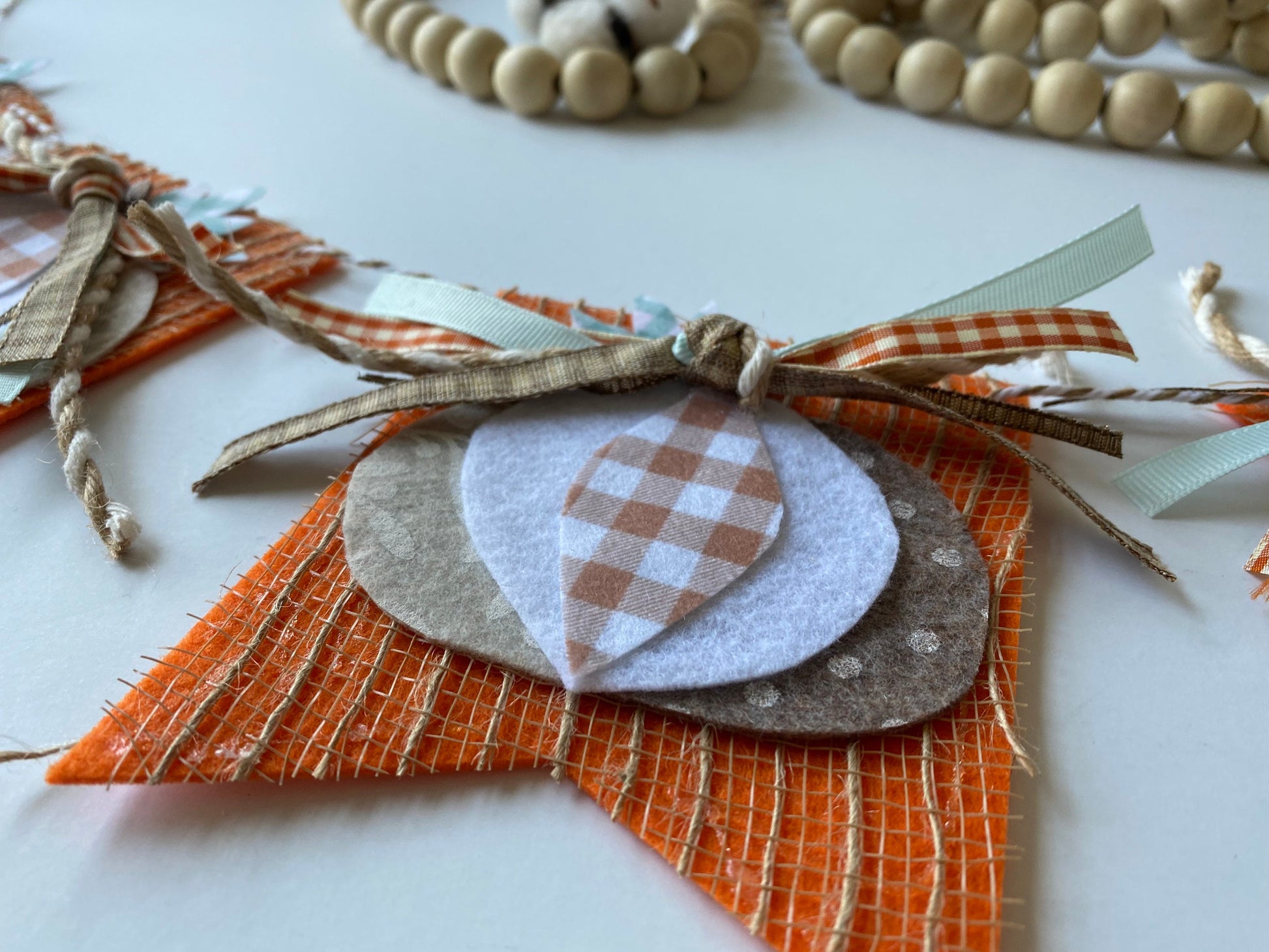 Farmhouse Pumpkin French Chic Fall Banner Garland Bunting Wall Hanging Flag Pennant Decoration for Autumn