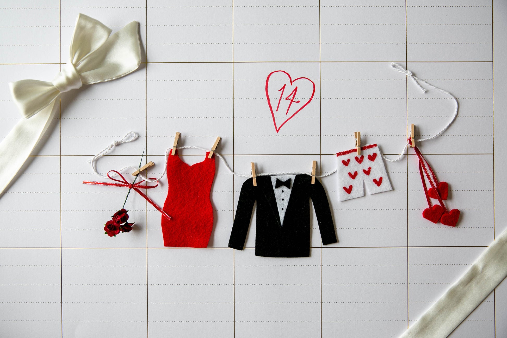 Set of 12 Miniature Felt Clothesline Banners for Every Month of the Year