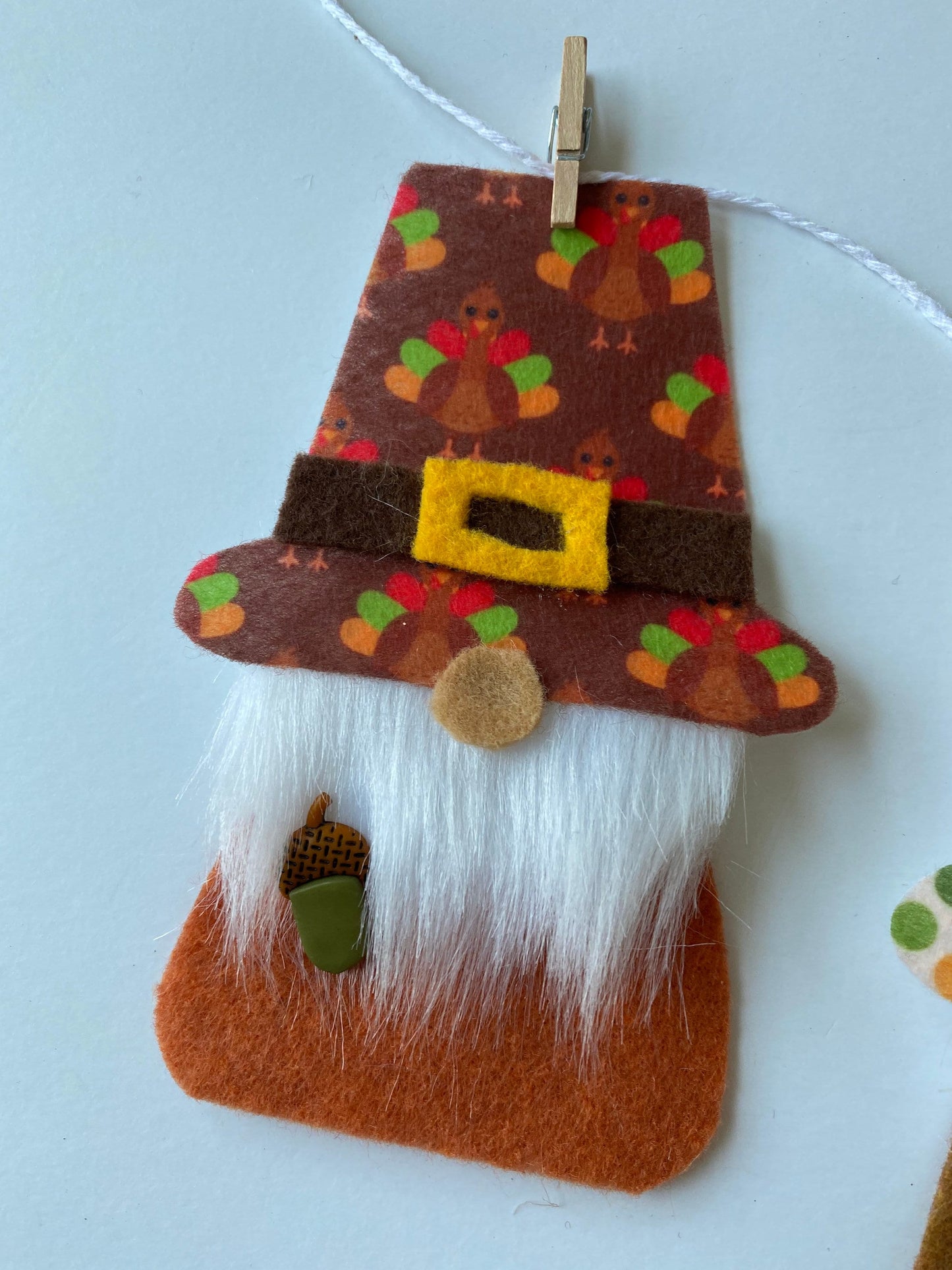 Thanksgiving Pilgrim Gnomes with Beards Felt Miniature Banner Garland Bunting Wall Hanging Decoration