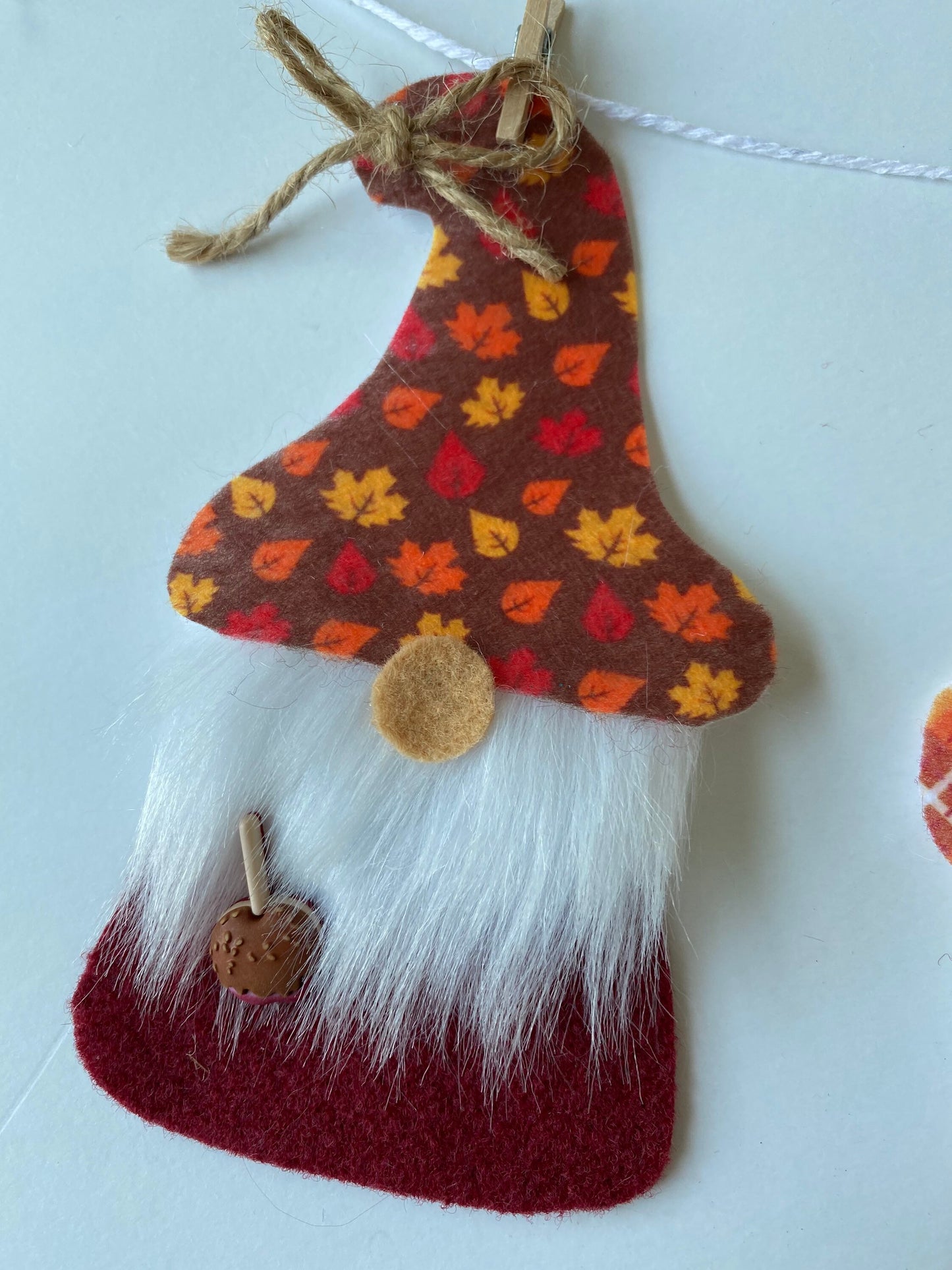 Fall Gnomes with Beards Felt Miniature Banner Garland Bunting Wall Hanging Decoration for Autumn