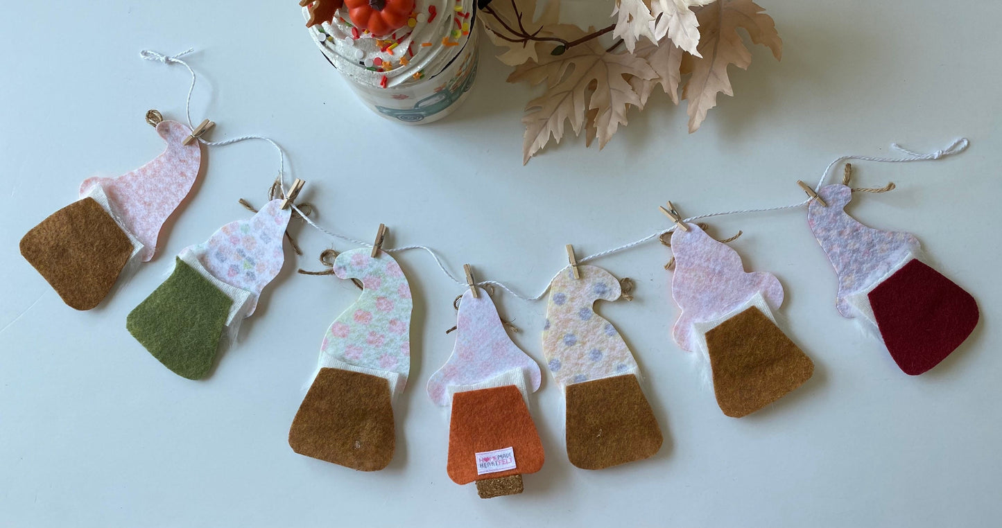 Fall Gnomes with Beards Felt Miniature Banner Garland Bunting Wall Hanging Decoration for Autumn