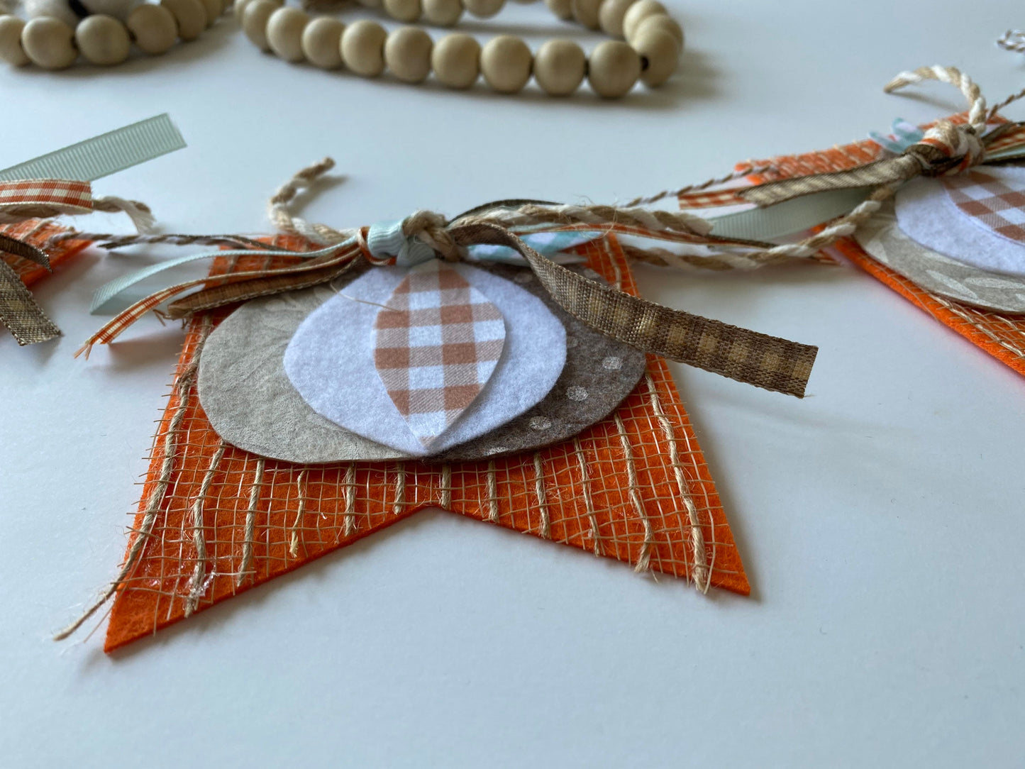 Farmhouse Pumpkin French Chic Fall Banner Garland Bunting Wall Hanging Flag Pennant Decoration for Autumn