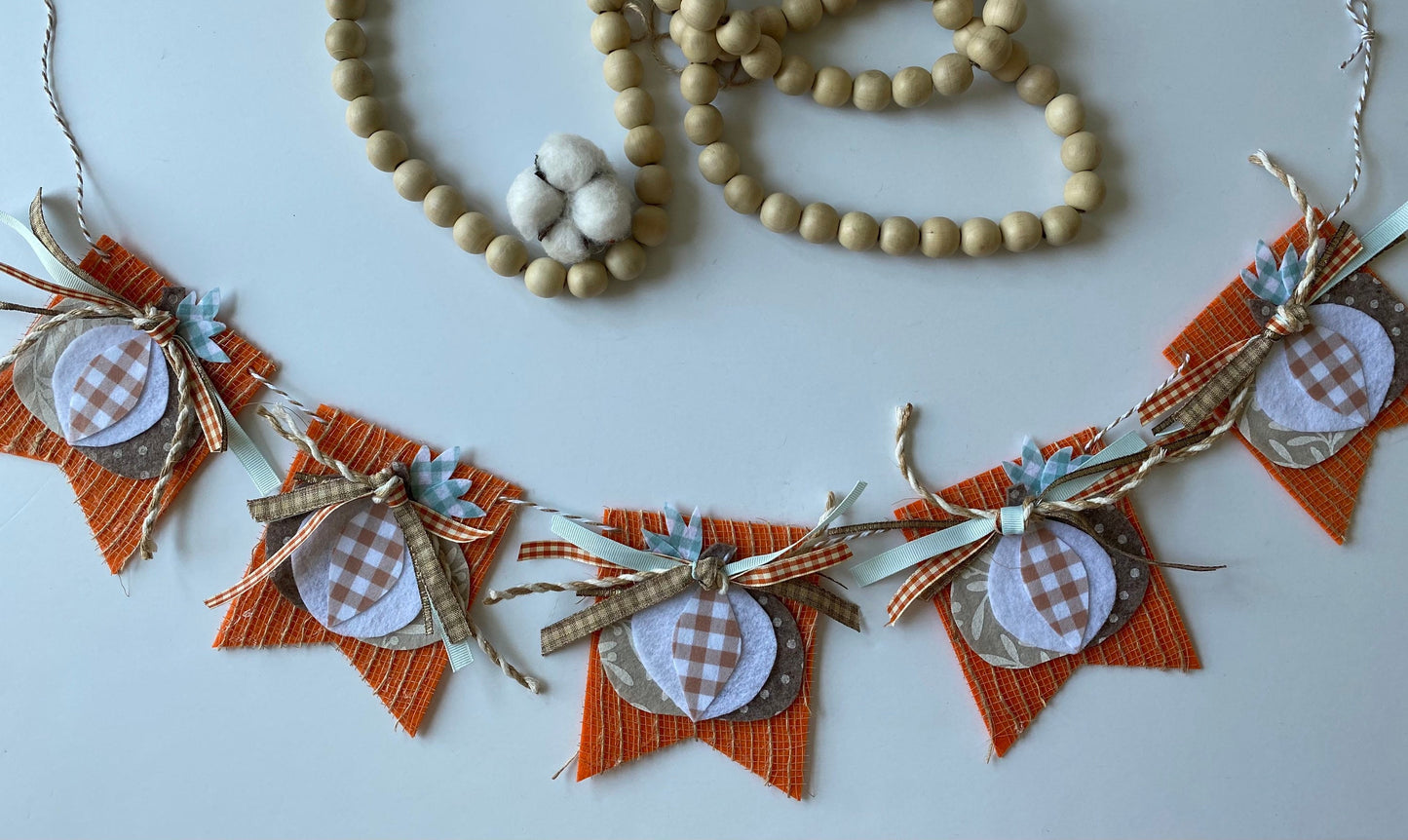 Farmhouse Pumpkin French Chic Fall Banner Garland Bunting Wall Hanging Flag Pennant Decoration for Autumn
