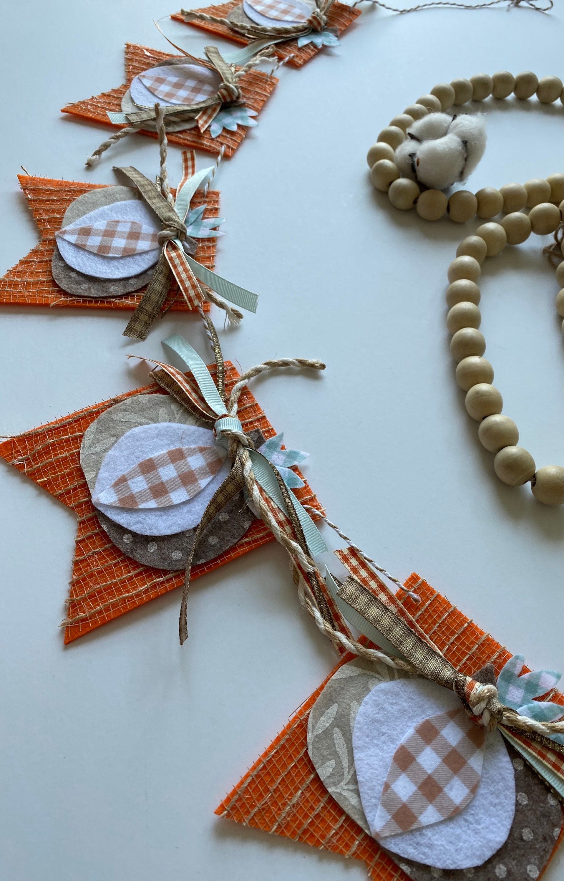 Farmhouse Pumpkin French Chic Fall Banner Garland Bunting Wall Hanging Flag Pennant Decoration for Autumn