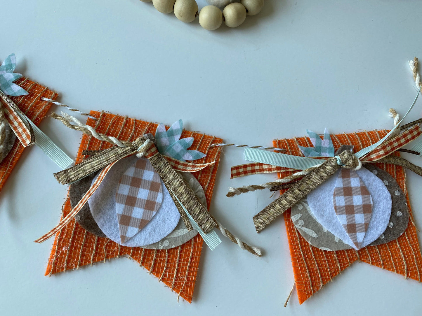 Farmhouse Pumpkin French Chic Fall Banner Garland Bunting Wall Hanging Flag Pennant Decoration for Autumn
