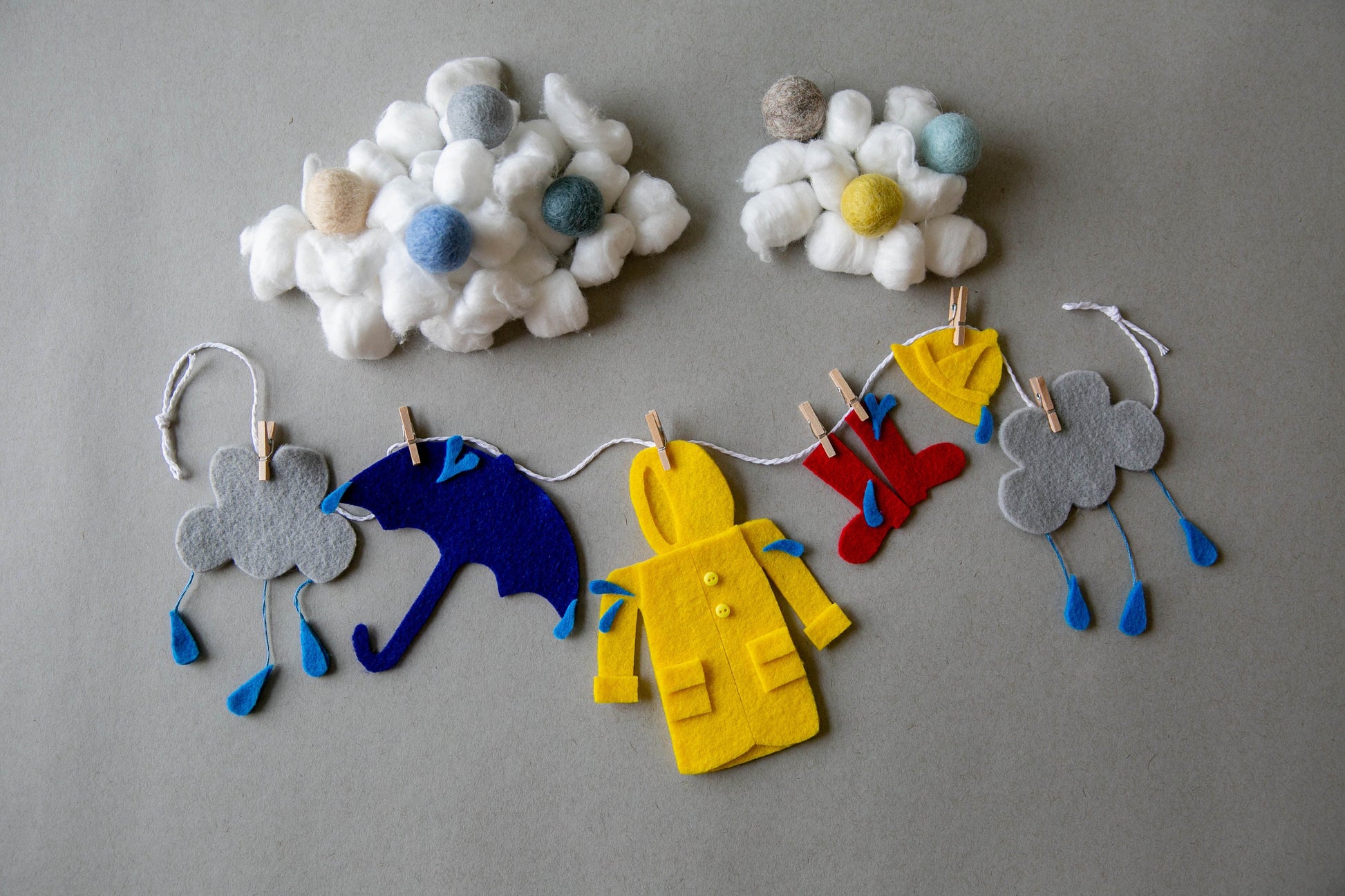 Set of 12 Miniature Felt Clothesline Banners for Every Month of the Year