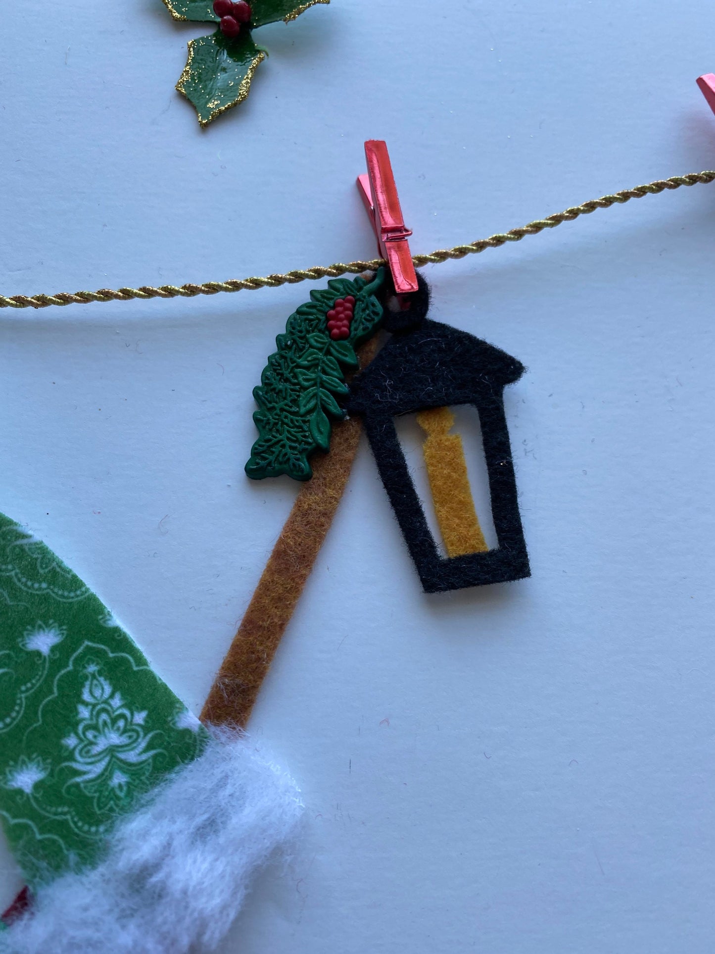 Father Christmas Felt Miniature Clothesline Banner Garland Bunting Santa Wall Hanging Decoration