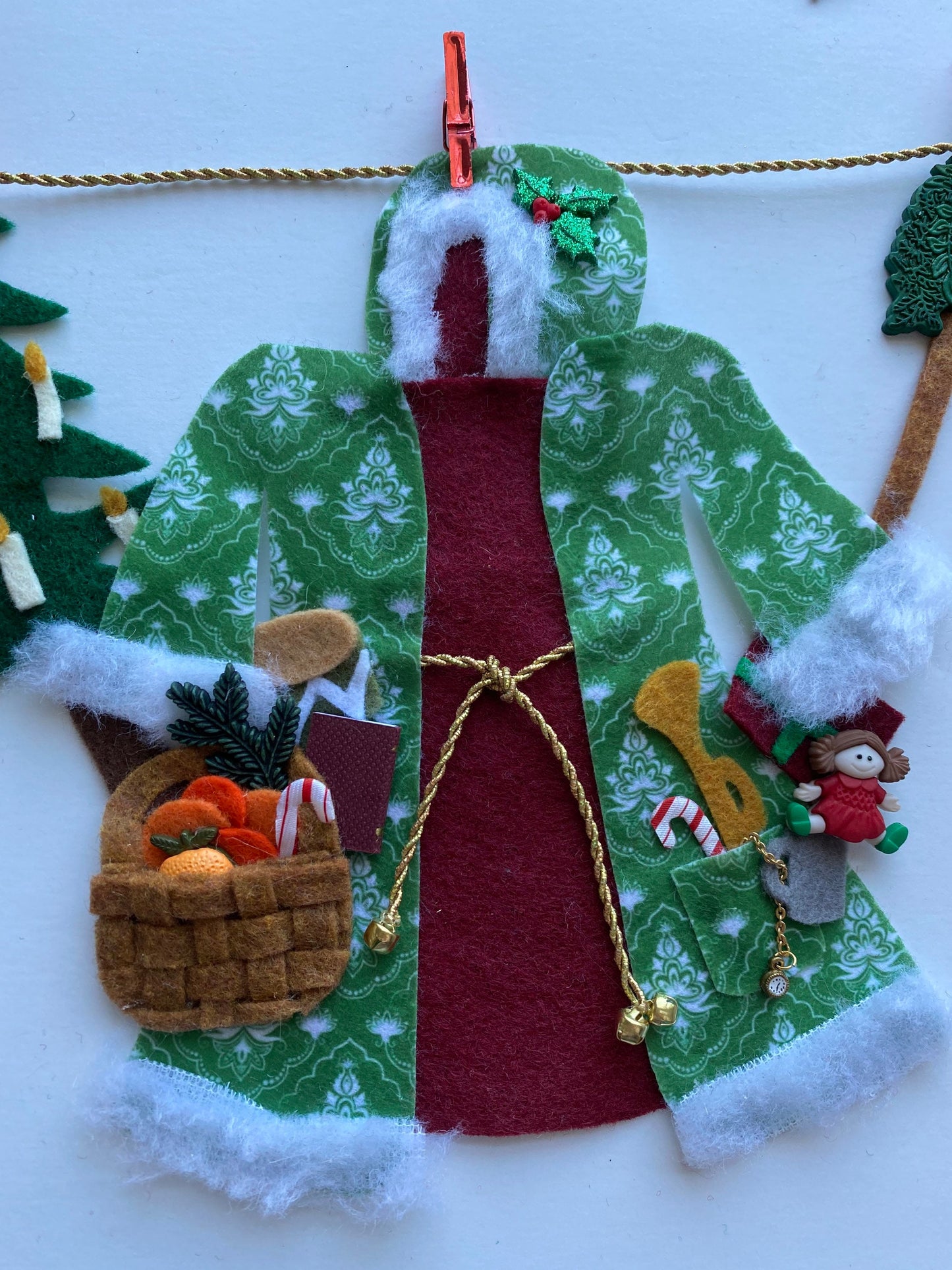 Father Christmas Felt Miniature Clothesline Banner Garland Bunting Santa Wall Hanging Decoration