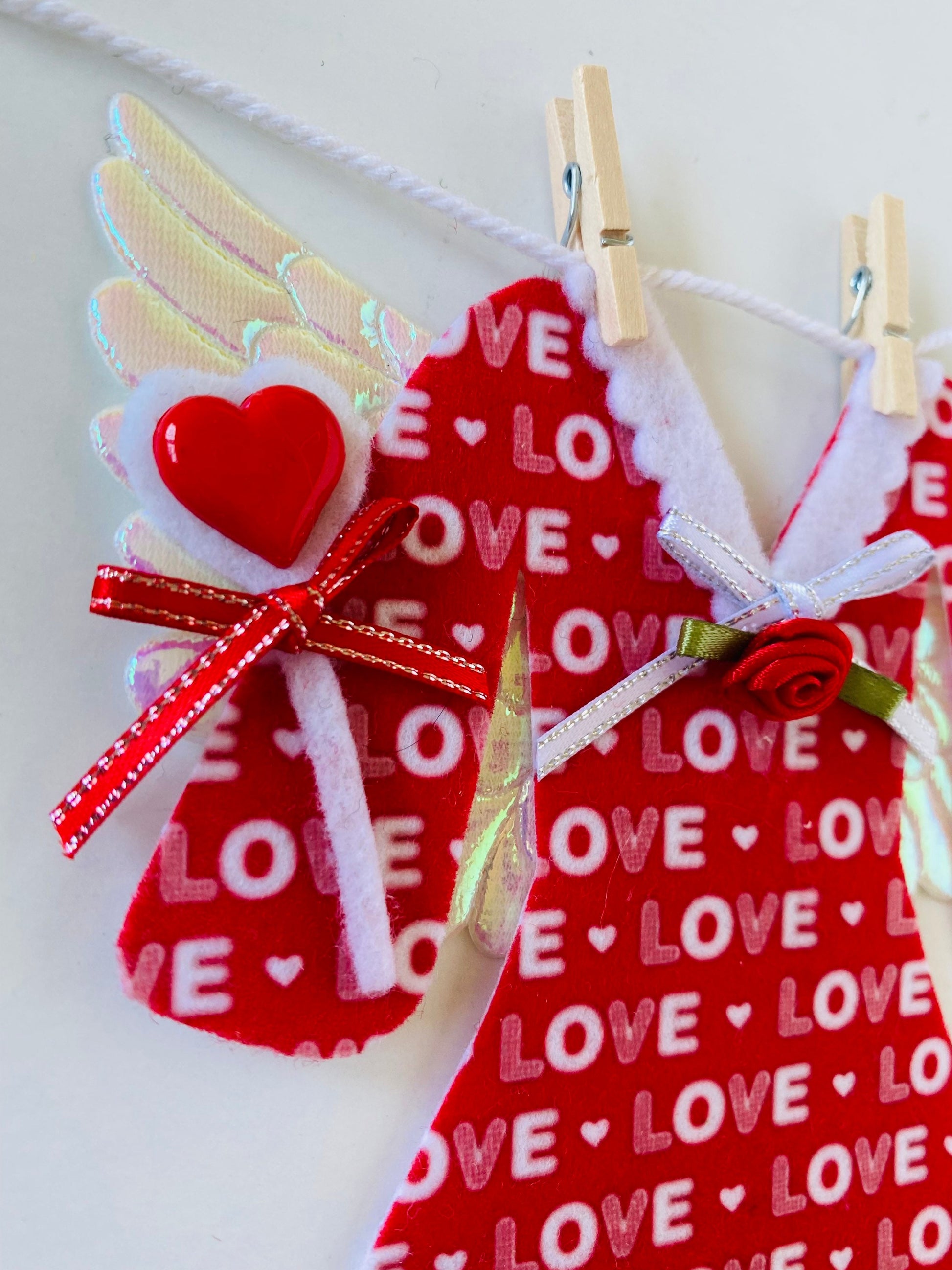 Love Fairy Valentine’s Day Angel Miniature Felt Clothesline Banner Garland Cupid Bunting Wall Hanging for Decoration