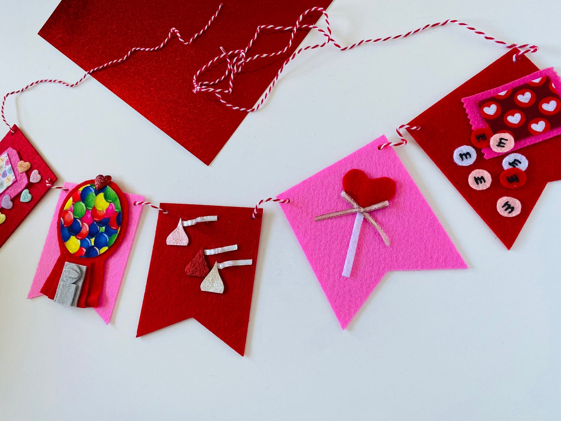 Valentine’s Day Candy Felt Banner Garland Bunting Wall Hanging Decoration