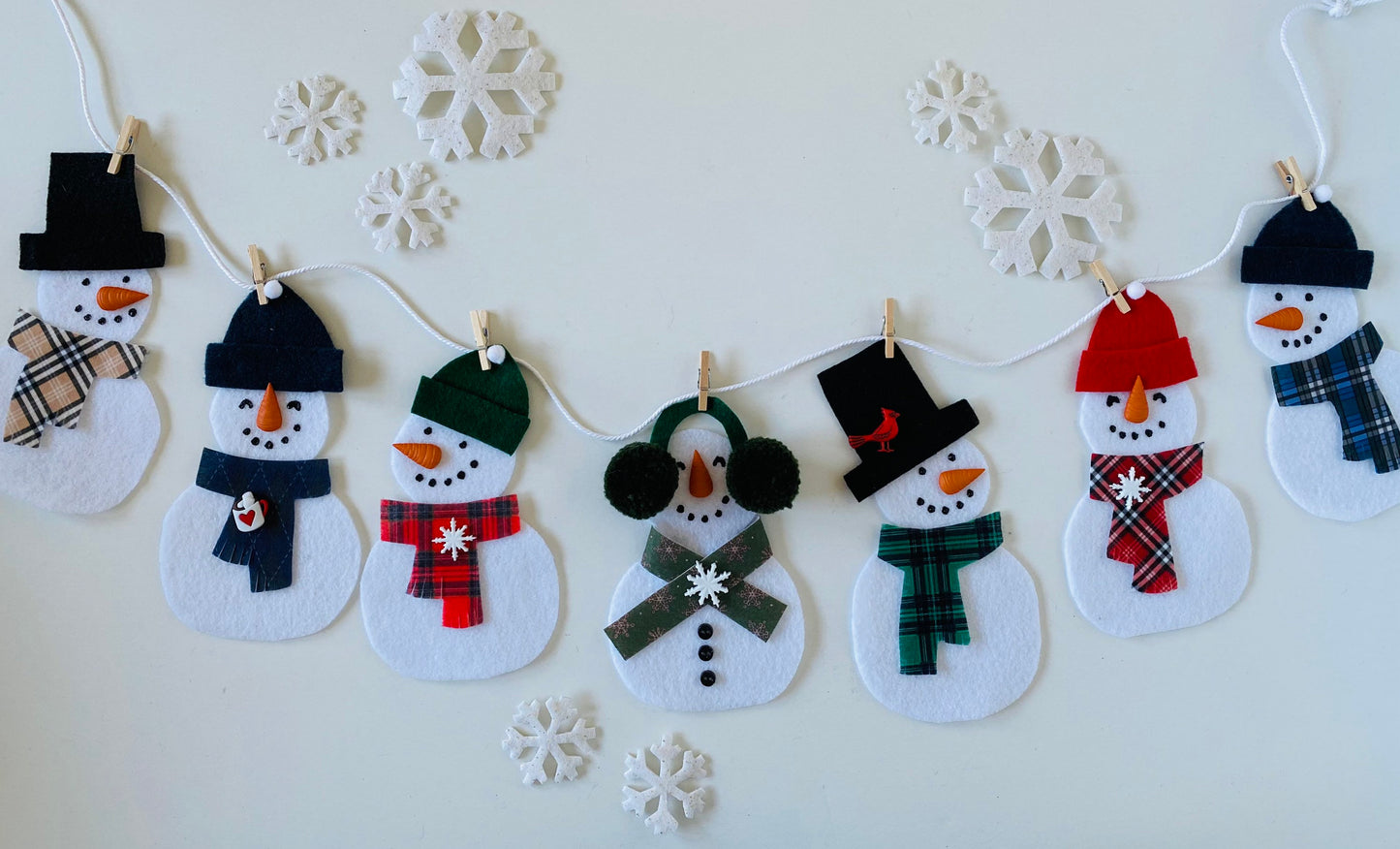 Snowmen Felt Banner Garland Bunting Wall Hanging Decoration for Winter