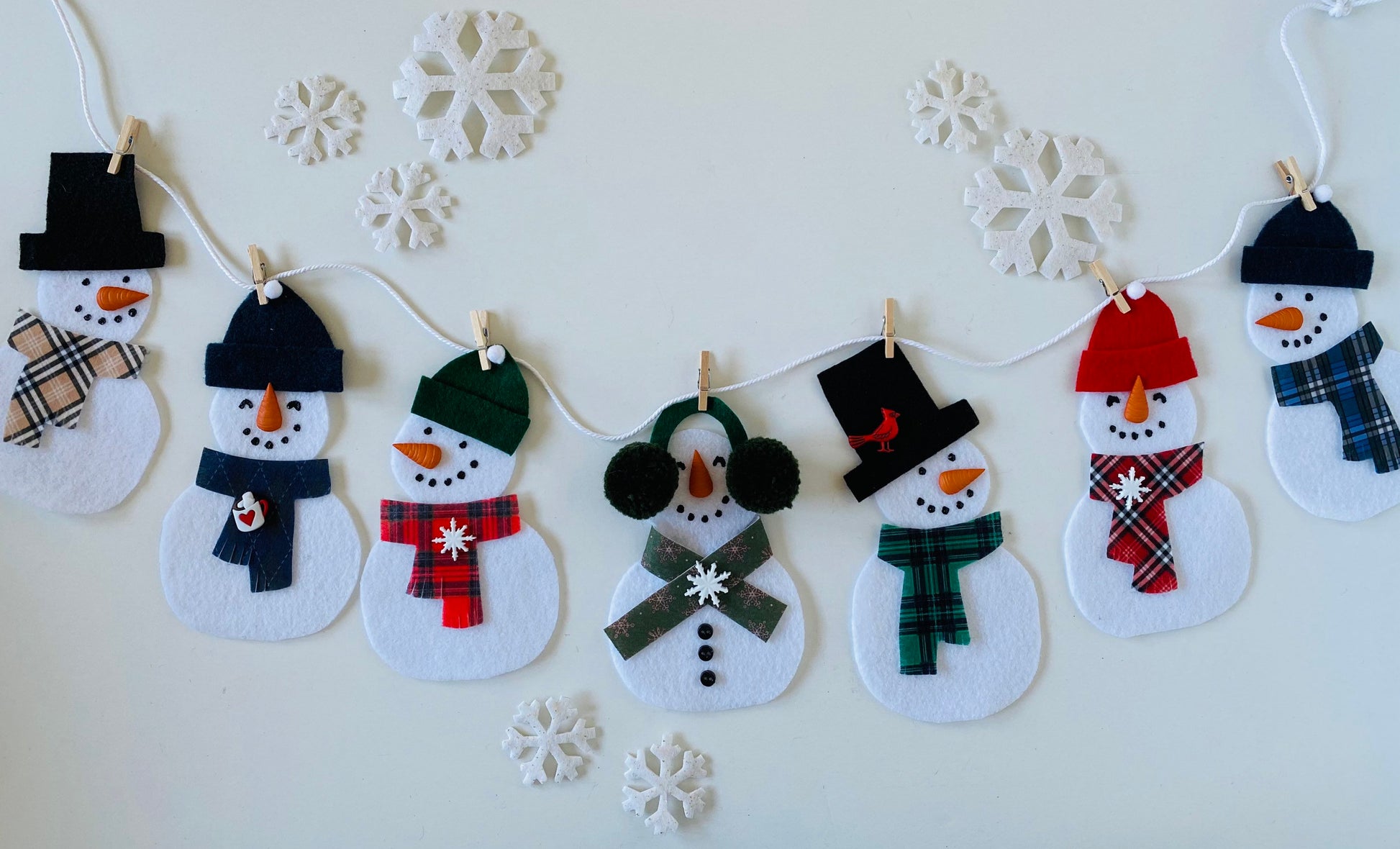 Snowmen Felt Banner Garland Bunting Wall Hanging Decoration for Winter