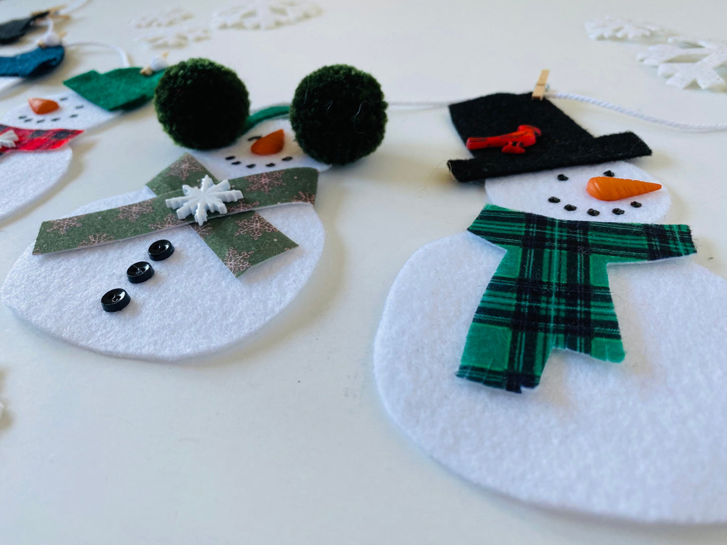 Snowmen Felt Banner Garland Bunting Wall Hanging Decoration for Winter