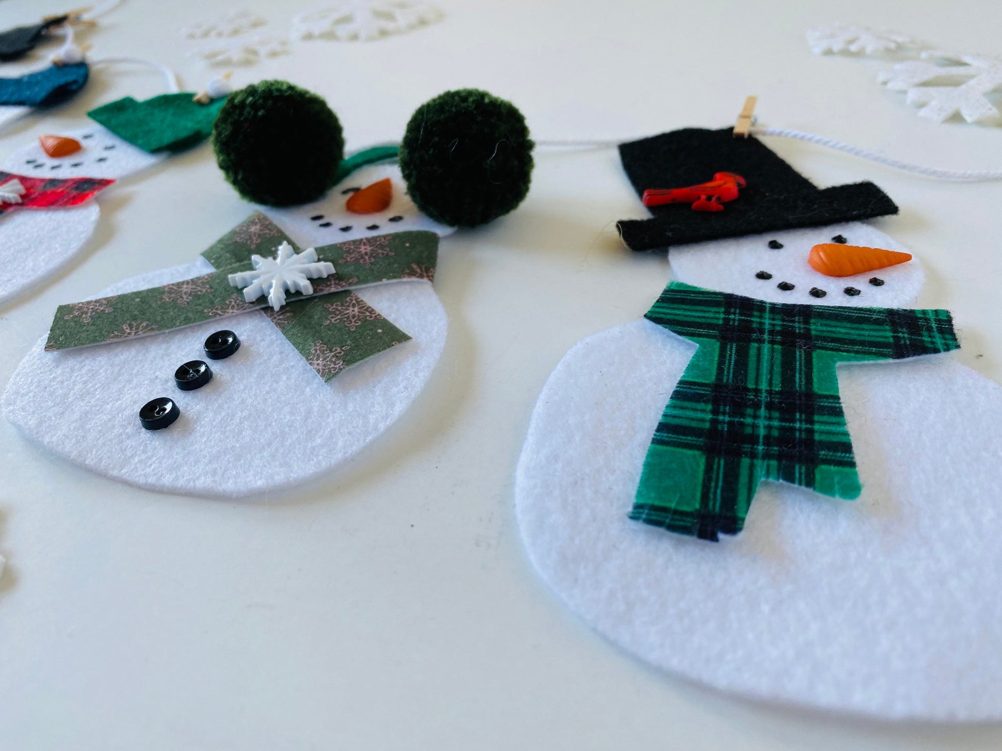 Snowmen Felt Banner Garland Bunting Wall Hanging Decoration for Winter
