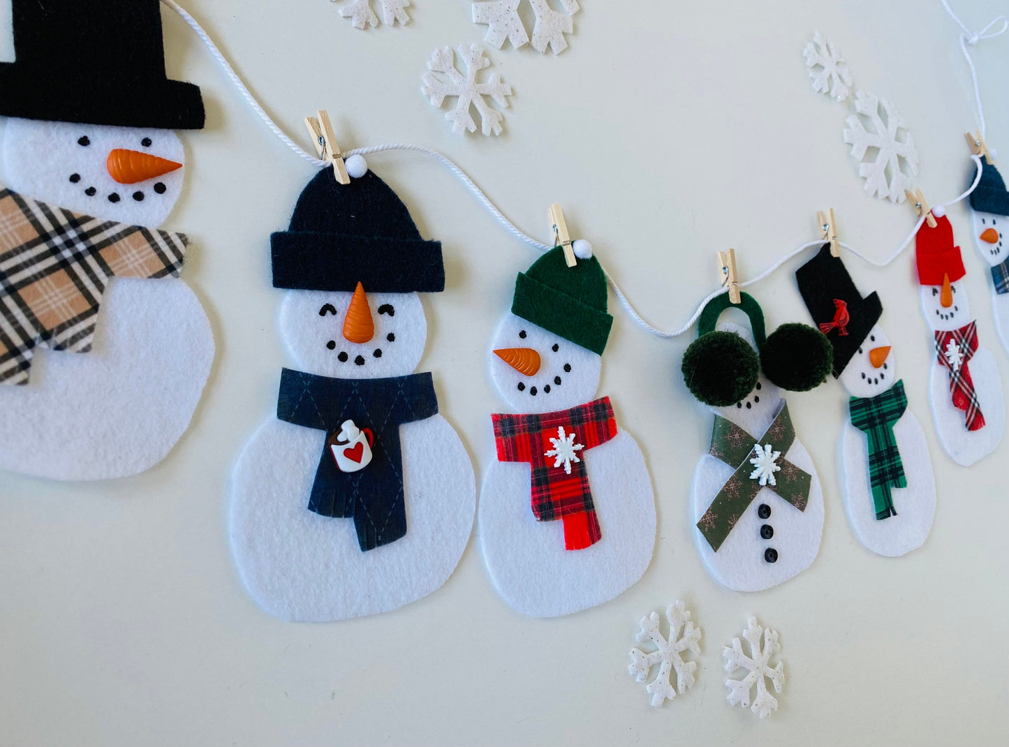 Snowmen Felt Banner Garland Bunting Wall Hanging Decoration for Winter