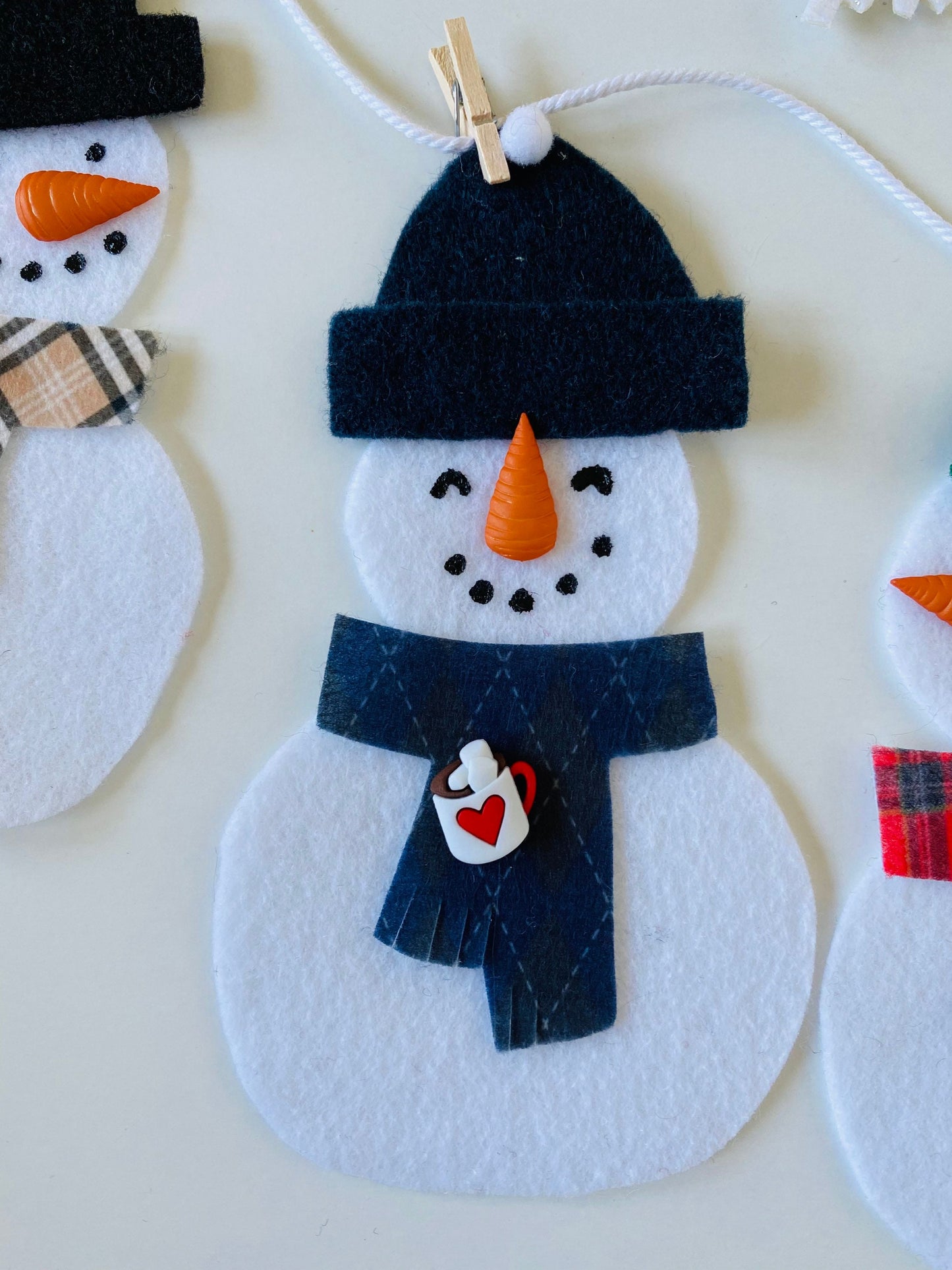 Snowmen Felt Banner Garland Bunting Wall Hanging Decoration for Winter