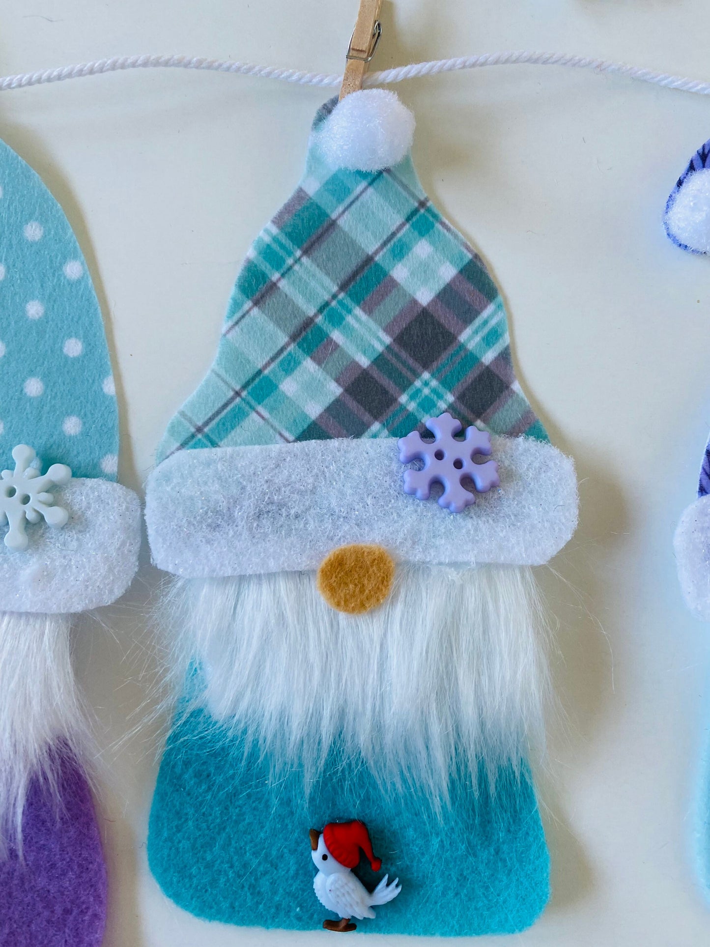 Snowy Winter Gnomes Felt Banner Garland Bunting January Wall Hanging Decoration
