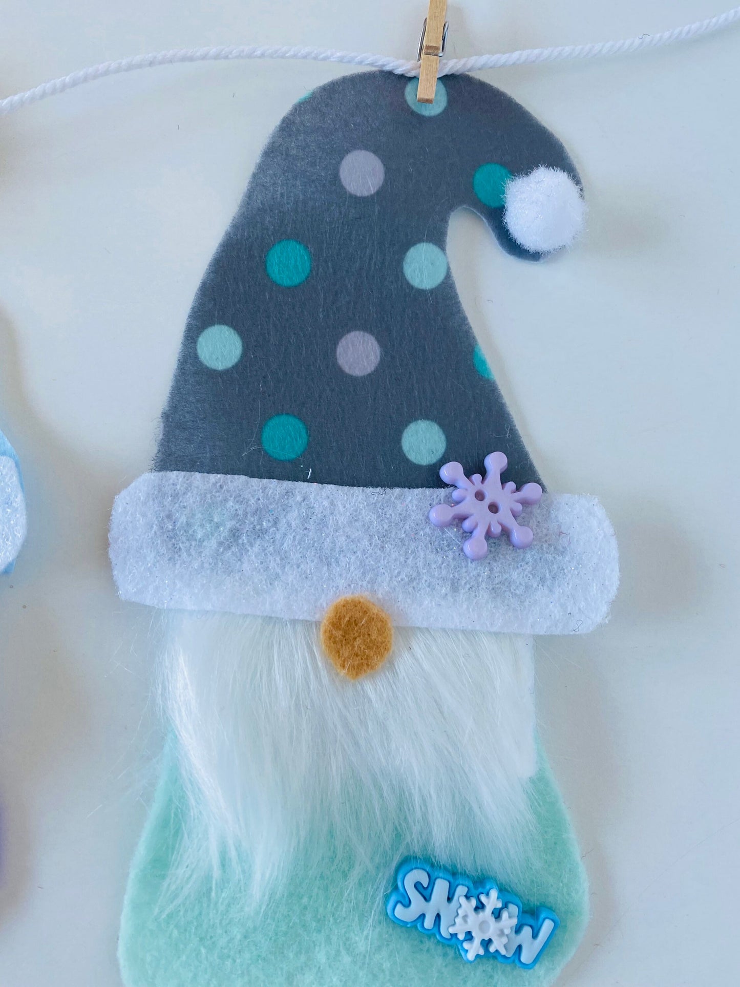 Snowy Winter Gnomes Felt Banner Garland Bunting January Wall Hanging Decoration