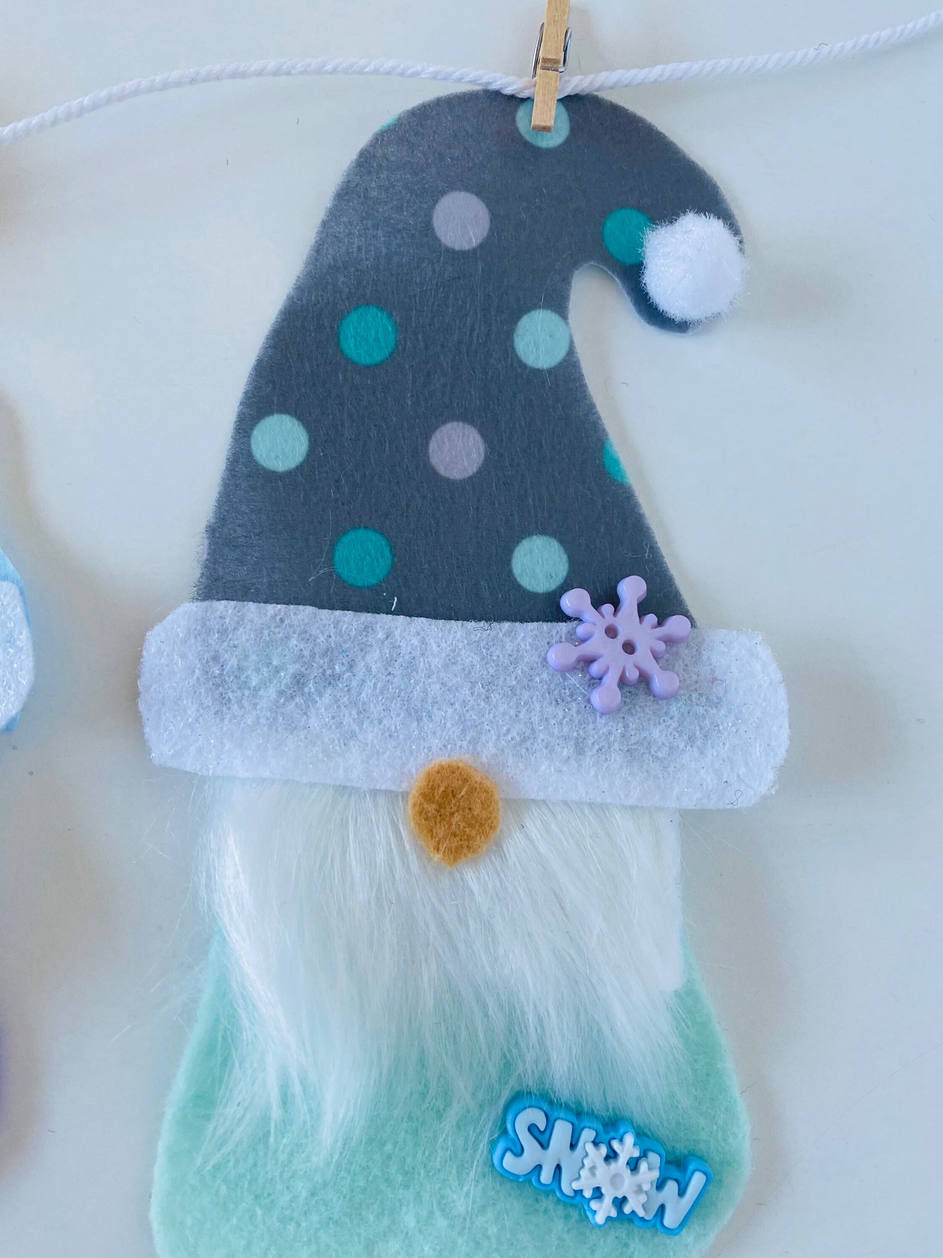 Snowy Winter Gnomes Felt Banner Garland Bunting January Wall Hanging Decoration