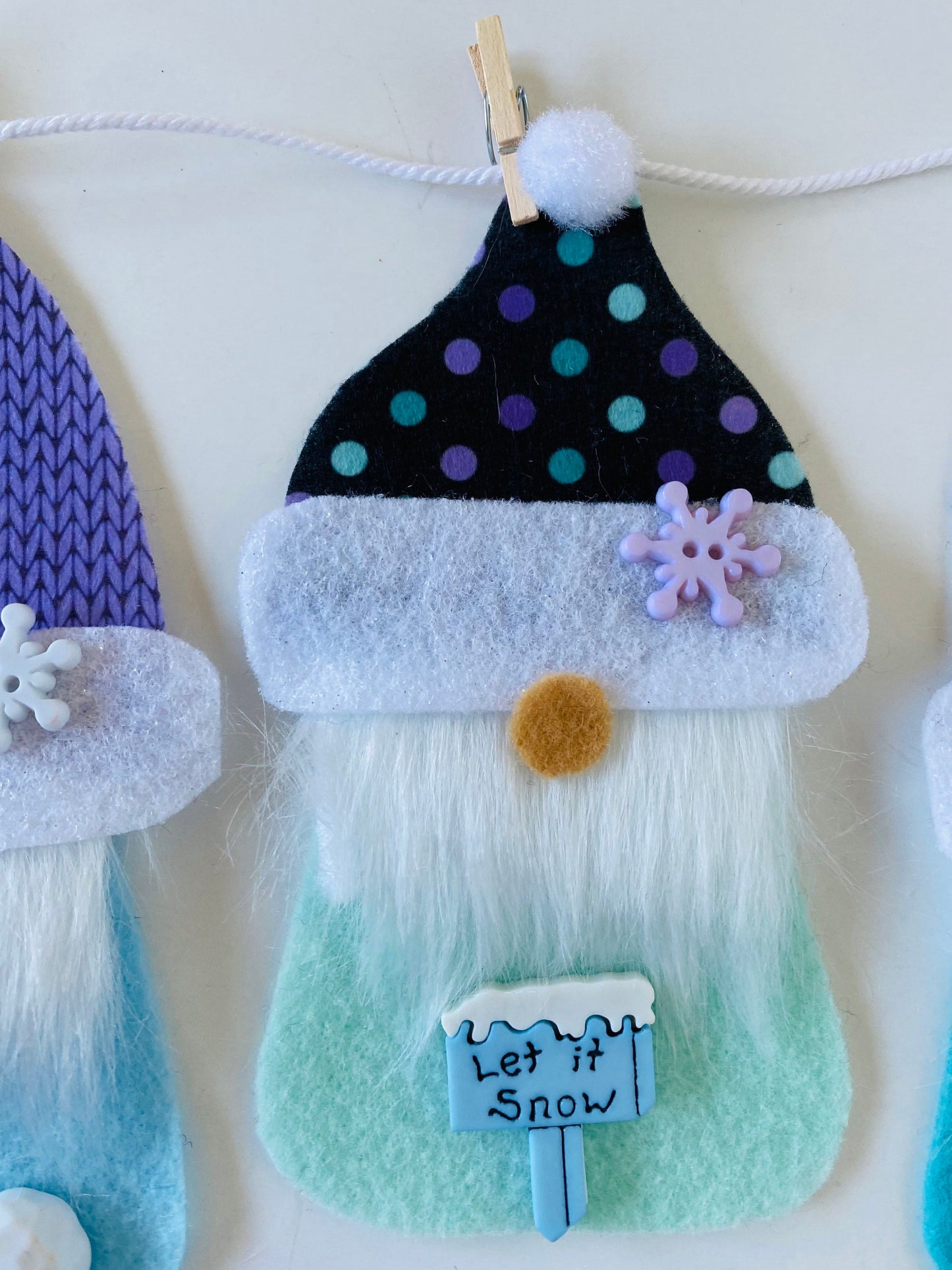 Snowy Winter Gnomes Felt Banner Garland Bunting January Wall Hanging Decoration