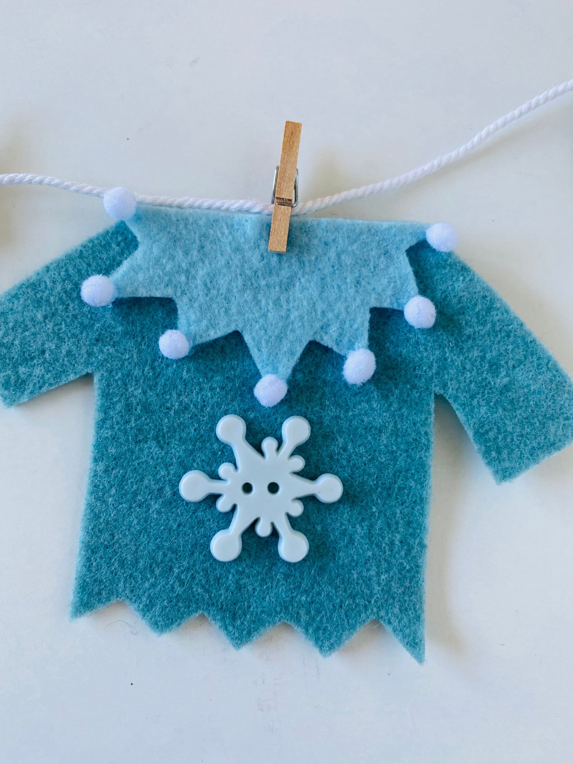 Jack Frost Miniature Felt Clothesline Banner Garland Bunting Wall Hanging Decoration for Winter