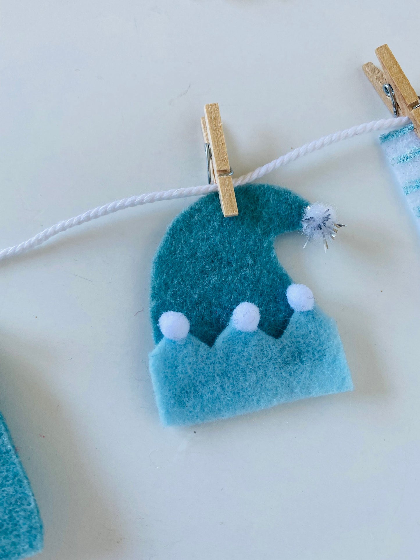 Jack Frost Miniature Felt Clothesline Banner Garland Bunting Wall Hanging Decoration for Winter