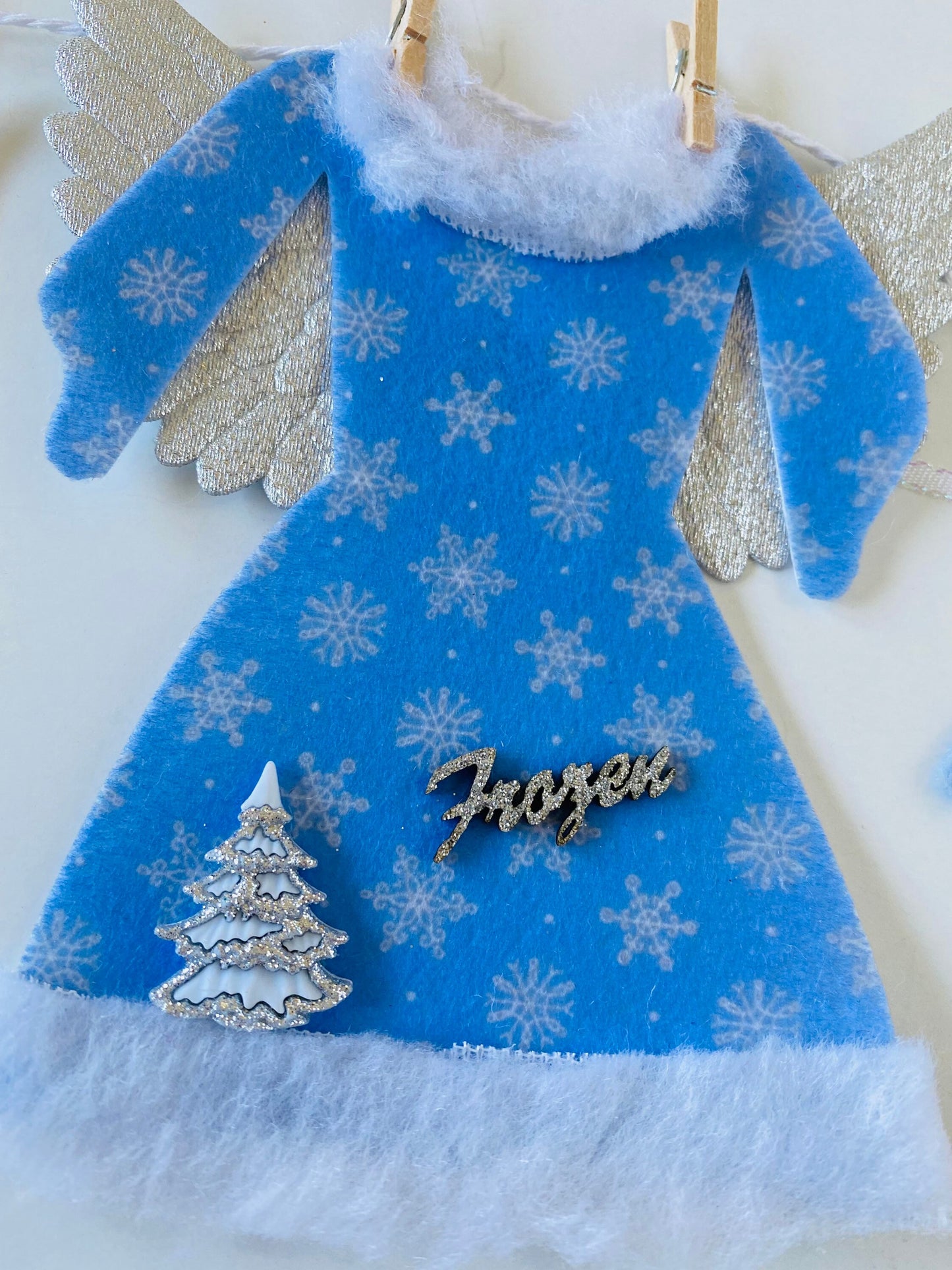 Winter Fairy Snow Angel Miniature Felt Clothesline Banner Garland Bunting Wall Hanging Decoration