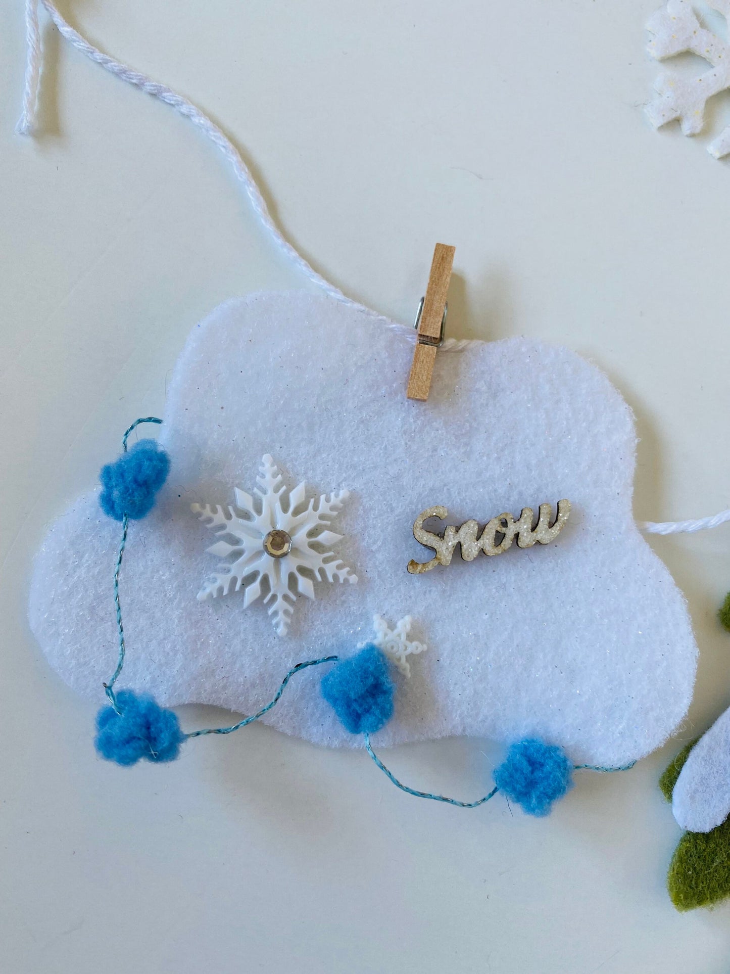 Winter Fairy Snow Angel Miniature Felt Clothesline Banner Garland Bunting Wall Hanging Decoration