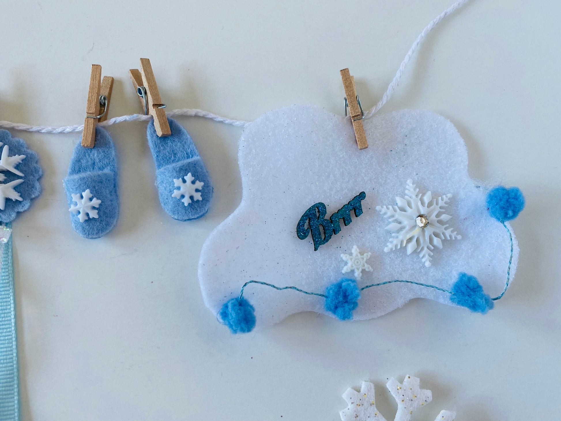 Winter Fairy Snow Angel Miniature Felt Clothesline Banner Garland Bunting Wall Hanging Decoration