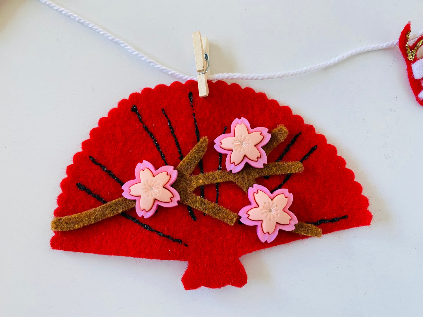 Lunar New Year Miniature Felt Clothesline Banner Chinese Bunting Wall Hanging Decoration with Interchangable Pieces Option