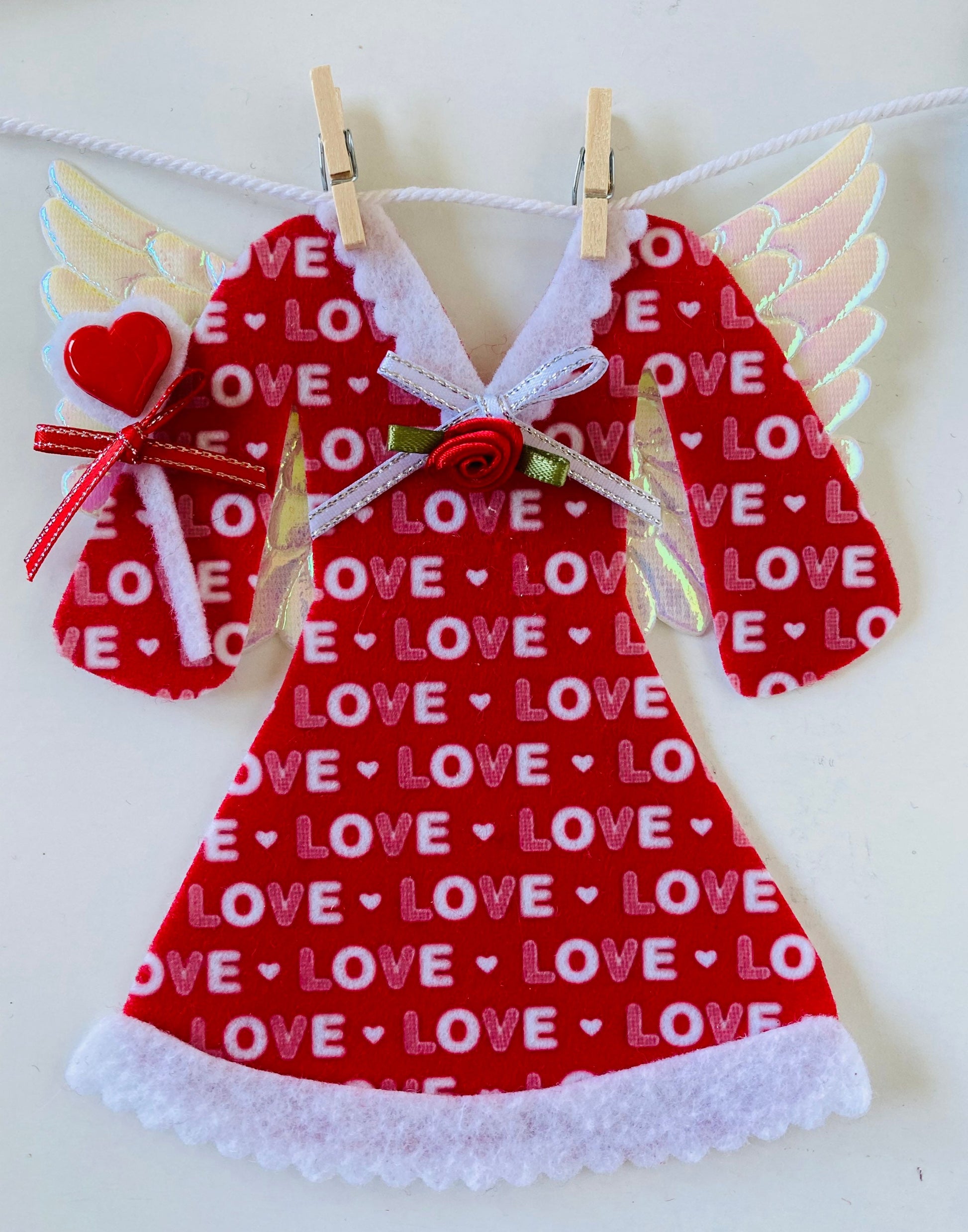 Love Fairy Valentine’s Day Angel Miniature Felt Clothesline Banner Garland Cupid Bunting Wall Hanging for Decoration