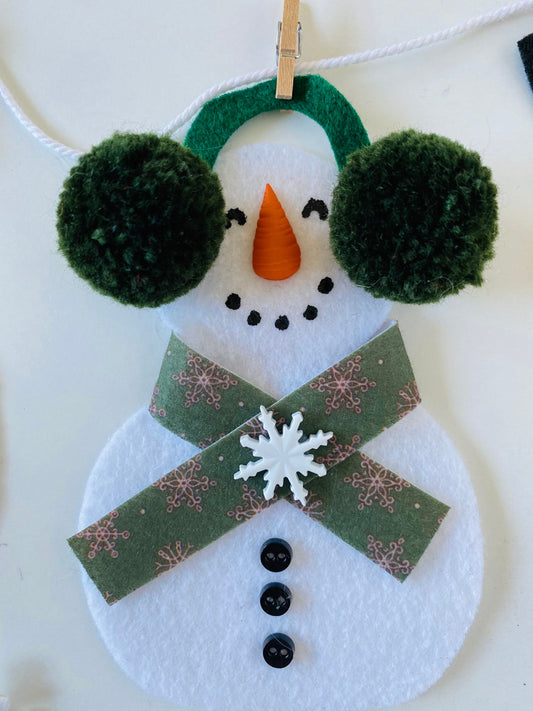 Snowmen Felt Banner Garland Bunting Wall Hanging Decoration for Winter