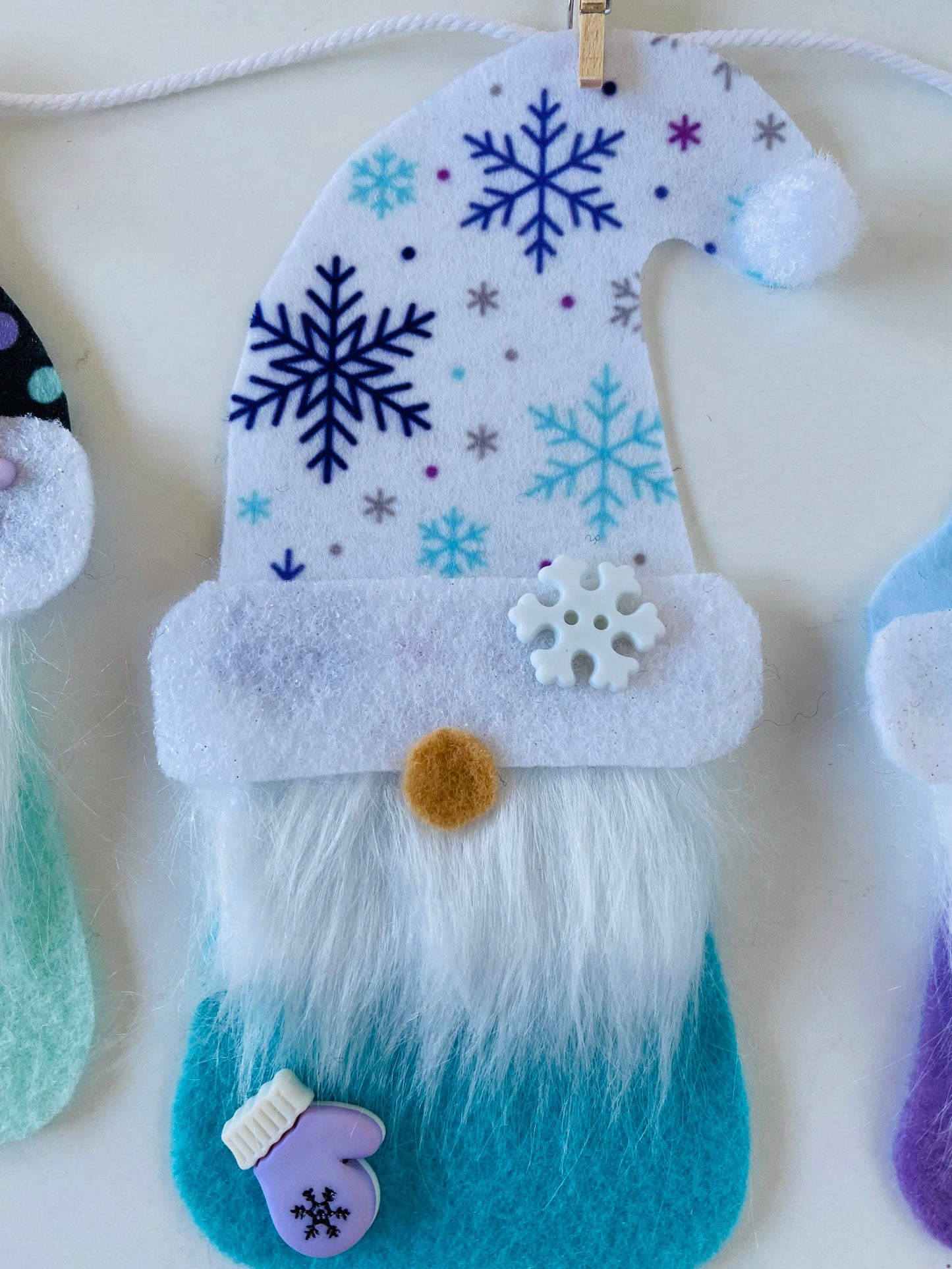 Snowy Winter Gnomes Felt Banner Garland Bunting January Wall Hanging Decoration