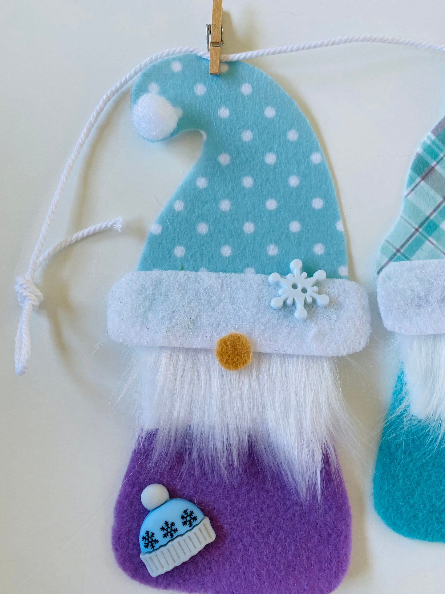 Snowy Winter Gnomes Felt Banner Garland Bunting January Wall Hanging Decoration