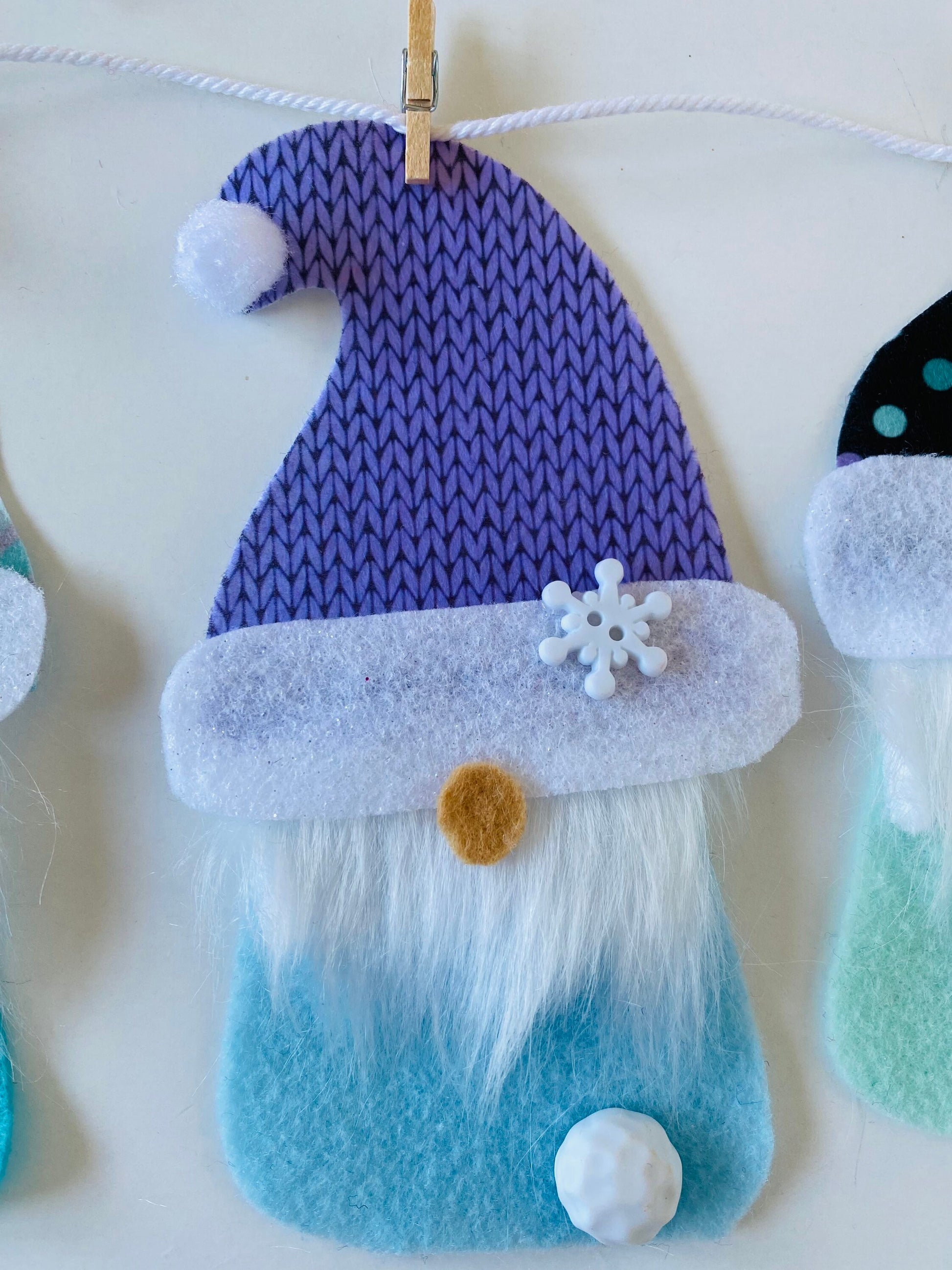 Snowy Winter Gnomes Felt Banner Garland Bunting January Wall Hanging Decoration