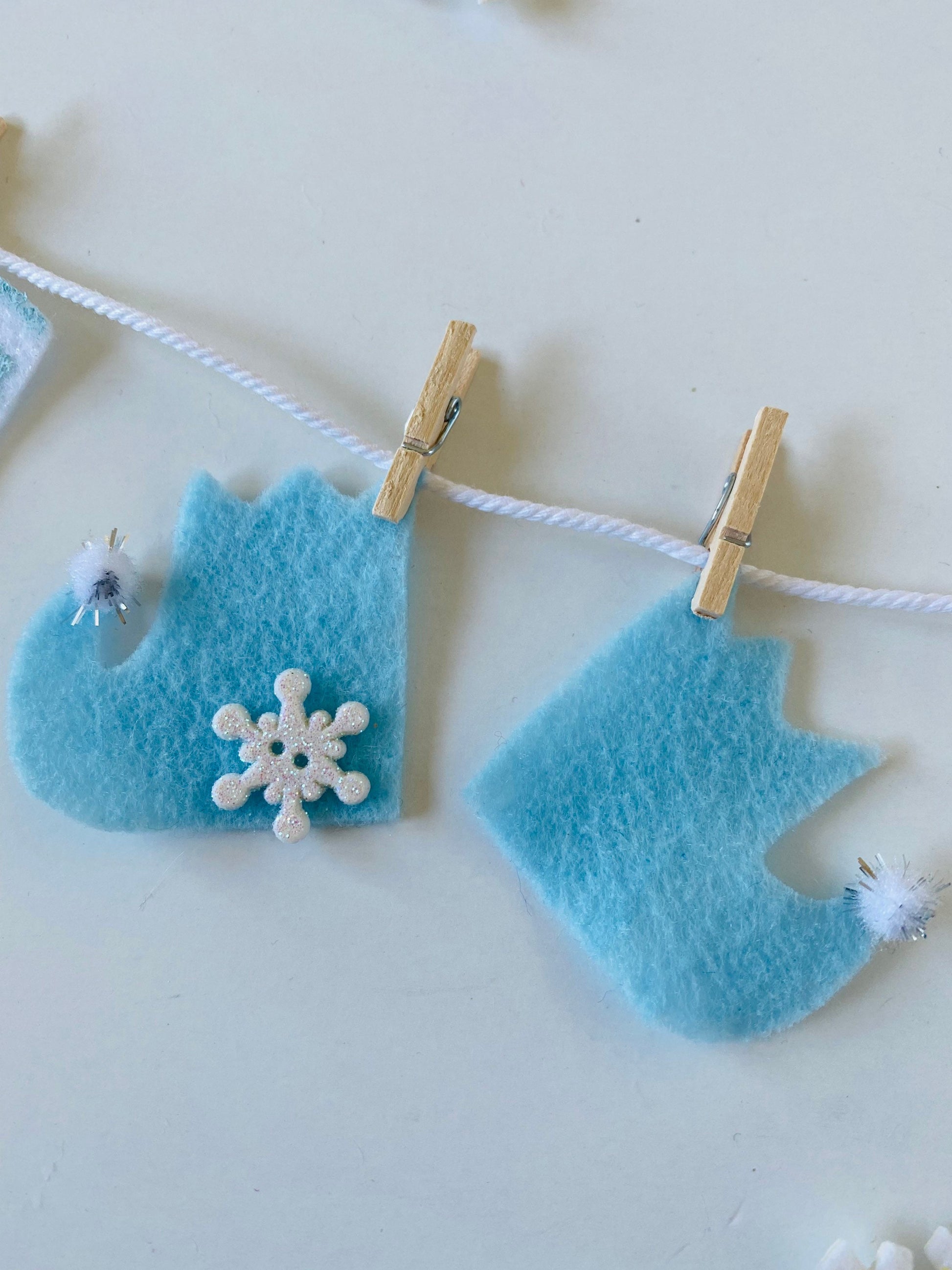 Jack Frost Miniature Felt Clothesline Banner Garland Bunting Wall Hanging Decoration for Winter