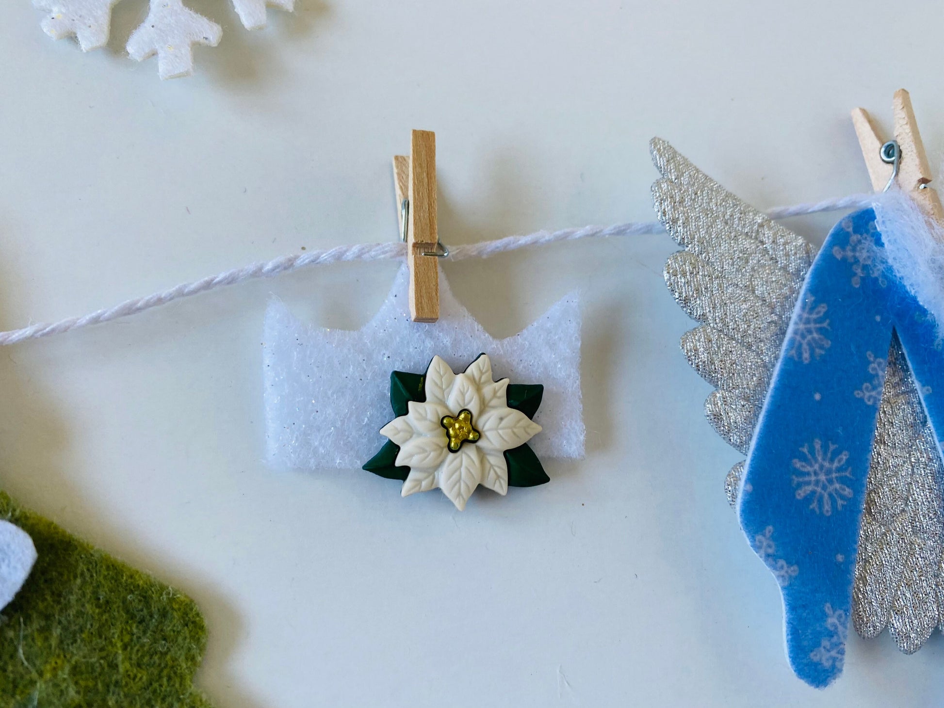 Winter Fairy Snow Angel Miniature Felt Clothesline Banner Garland Bunting Wall Hanging Decoration