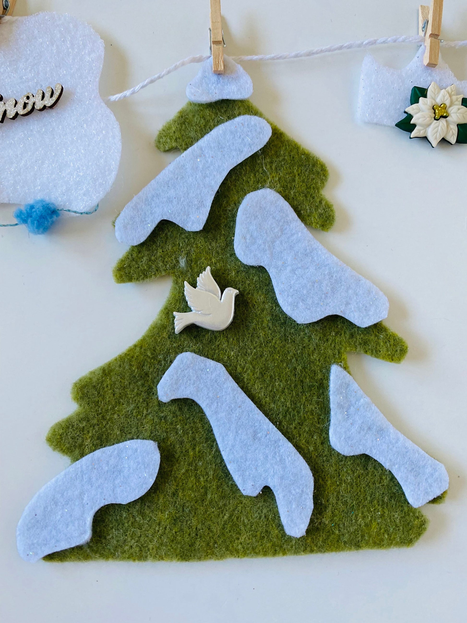 Winter Fairy Snow Angel Miniature Felt Clothesline Banner Garland Bunting Wall Hanging Decoration