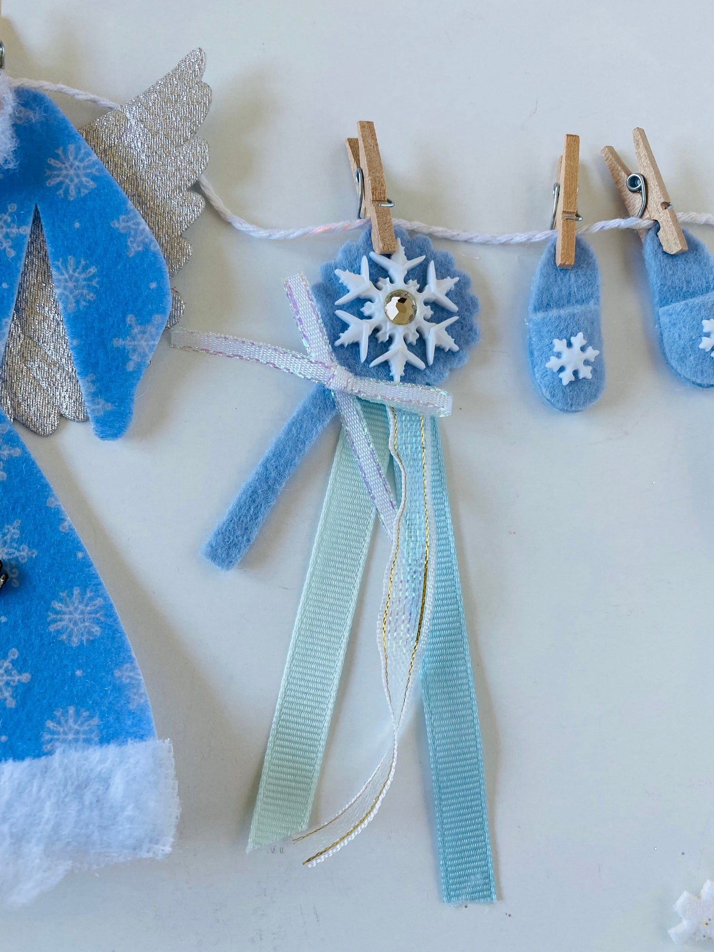 Winter Fairy Snow Angel Miniature Felt Clothesline Banner Garland Bunting Wall Hanging Decoration