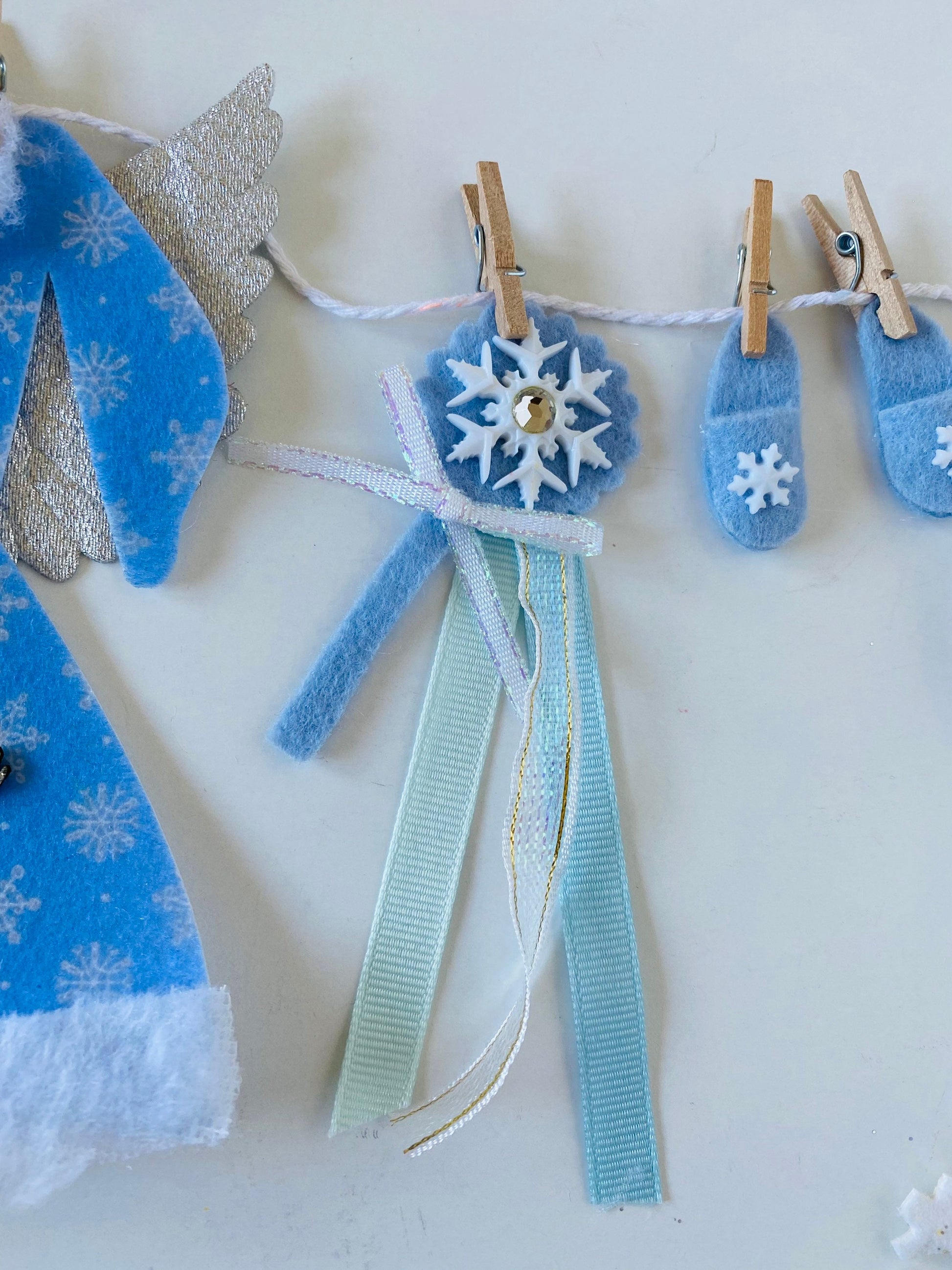 Winter Fairy Snow Angel Miniature Felt Clothesline Banner Garland Bunting Wall Hanging Decoration