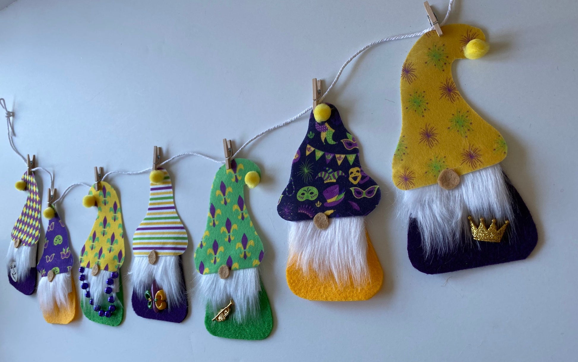 Mardi Gras Gnome Banner Bunting Garland Wall Hanging for Decoration