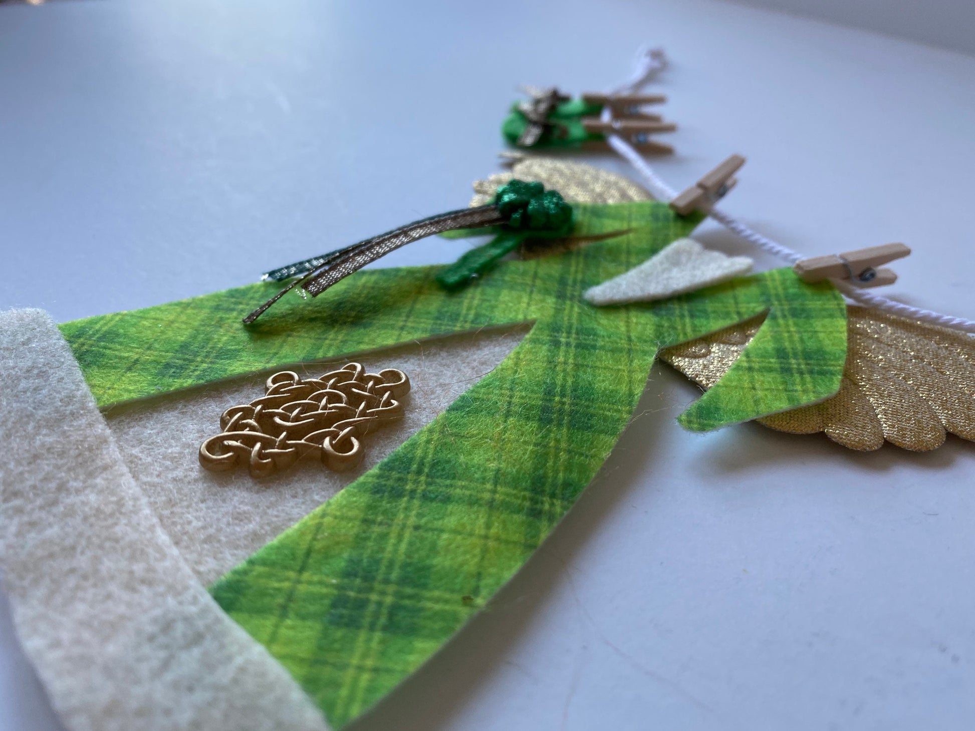 Irish Angel Miniature Felt Clothesline Banner St. Patrick’s Day Garland Fairy Bunting Wall Hanging Decoration