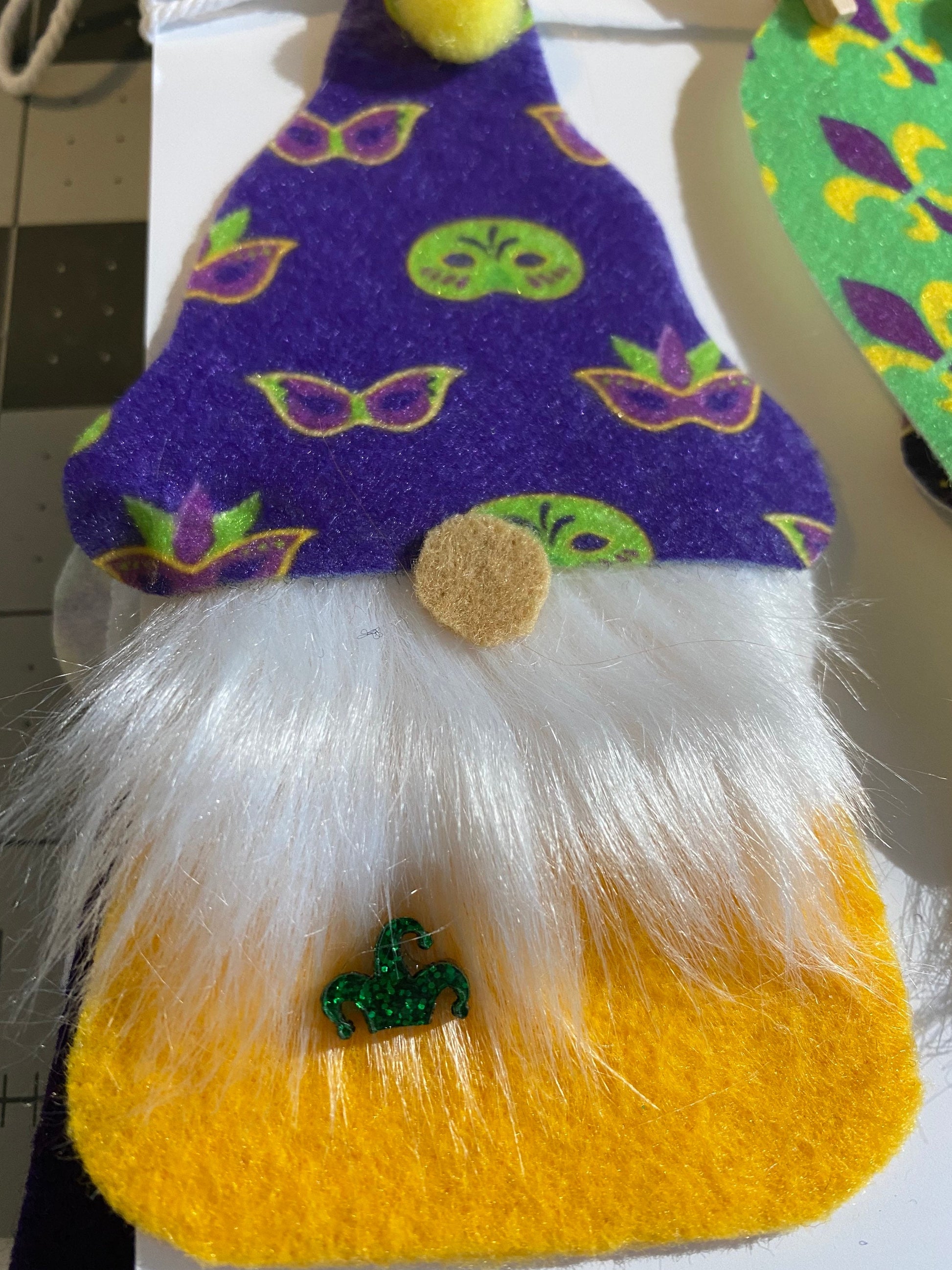 Mardi Gras Gnome Banner Bunting Garland Wall Hanging for Decoration